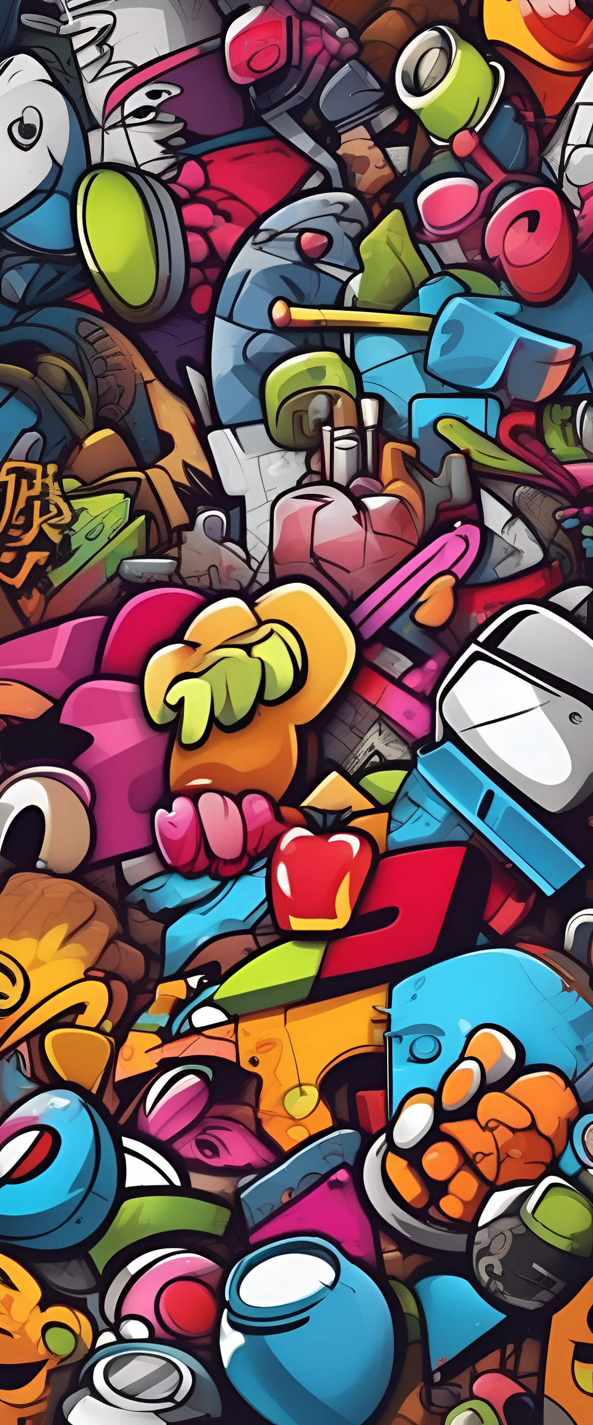 Stylized graffiti cartoon wallpaper