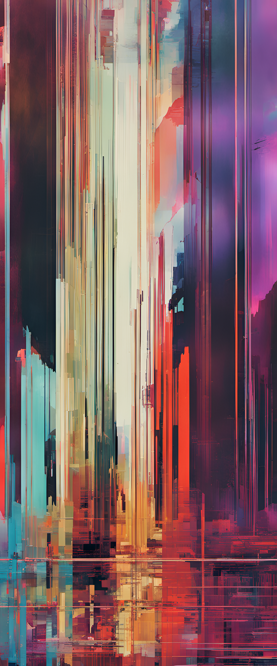 Vibrant glitch art representation of Christian symbolism.