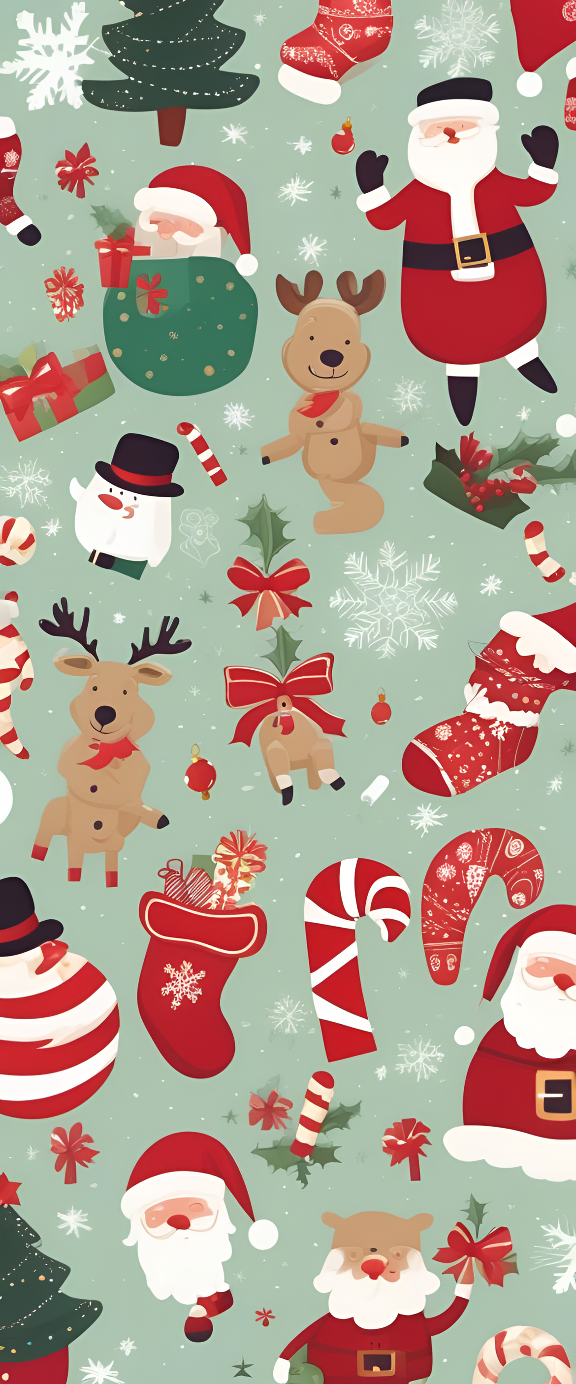 Festive Christmas-themed phone wallpaper with humorous design and vibrant colors.