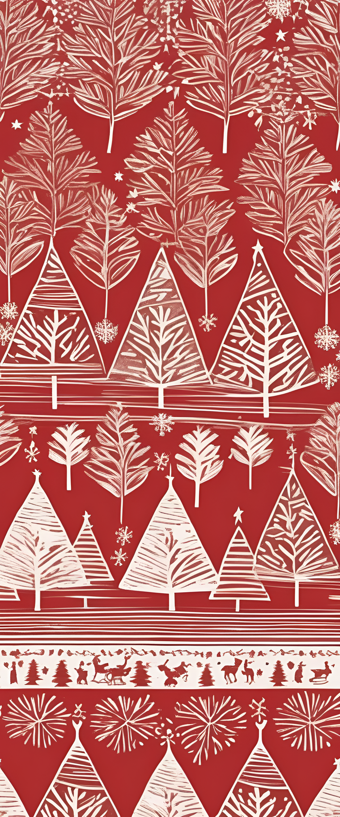 Festive linocut Christmas wallpaper.