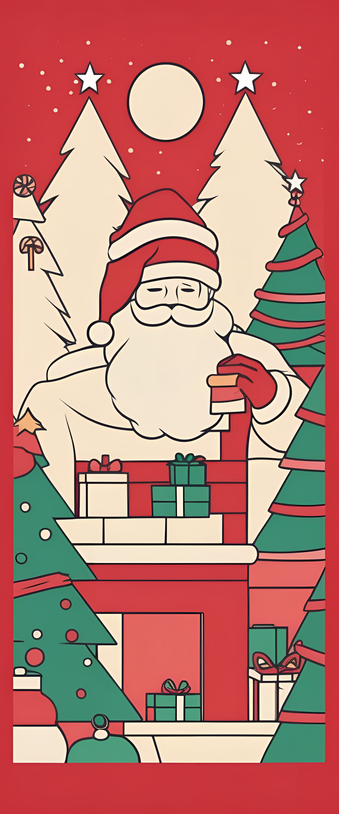 Christmas pop art wallpaper with a minimalist and vintage aesthetic.