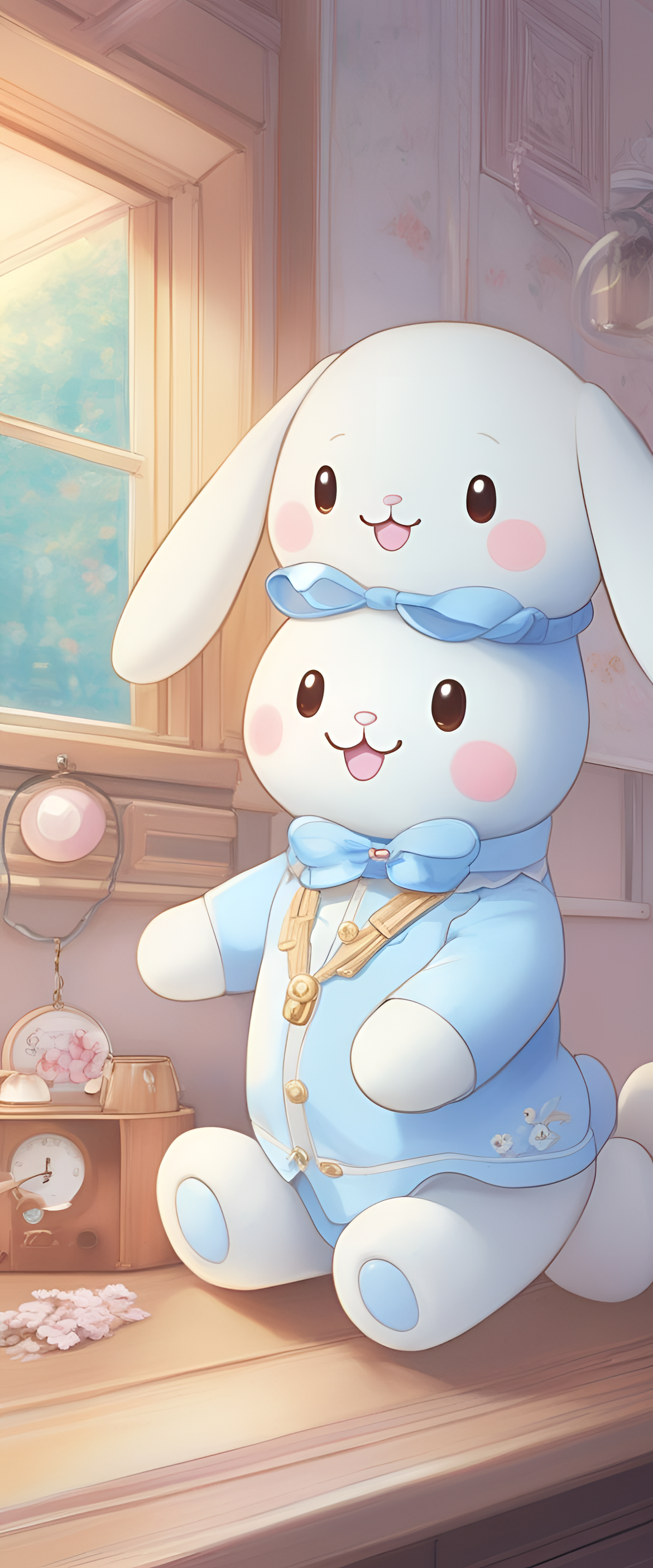 Cinnamoroll in studio lighting, creating a cute phone wallpaper.