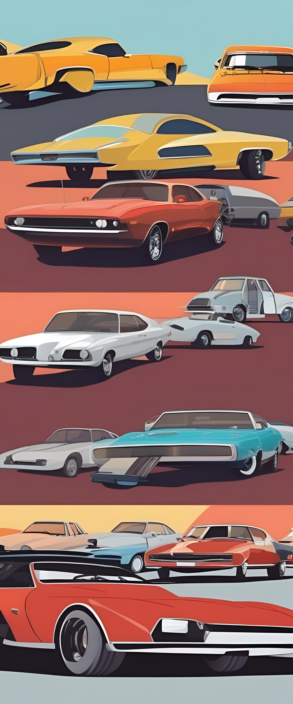 Vibrant, stylish car wallpapers with a touch of melancholy.