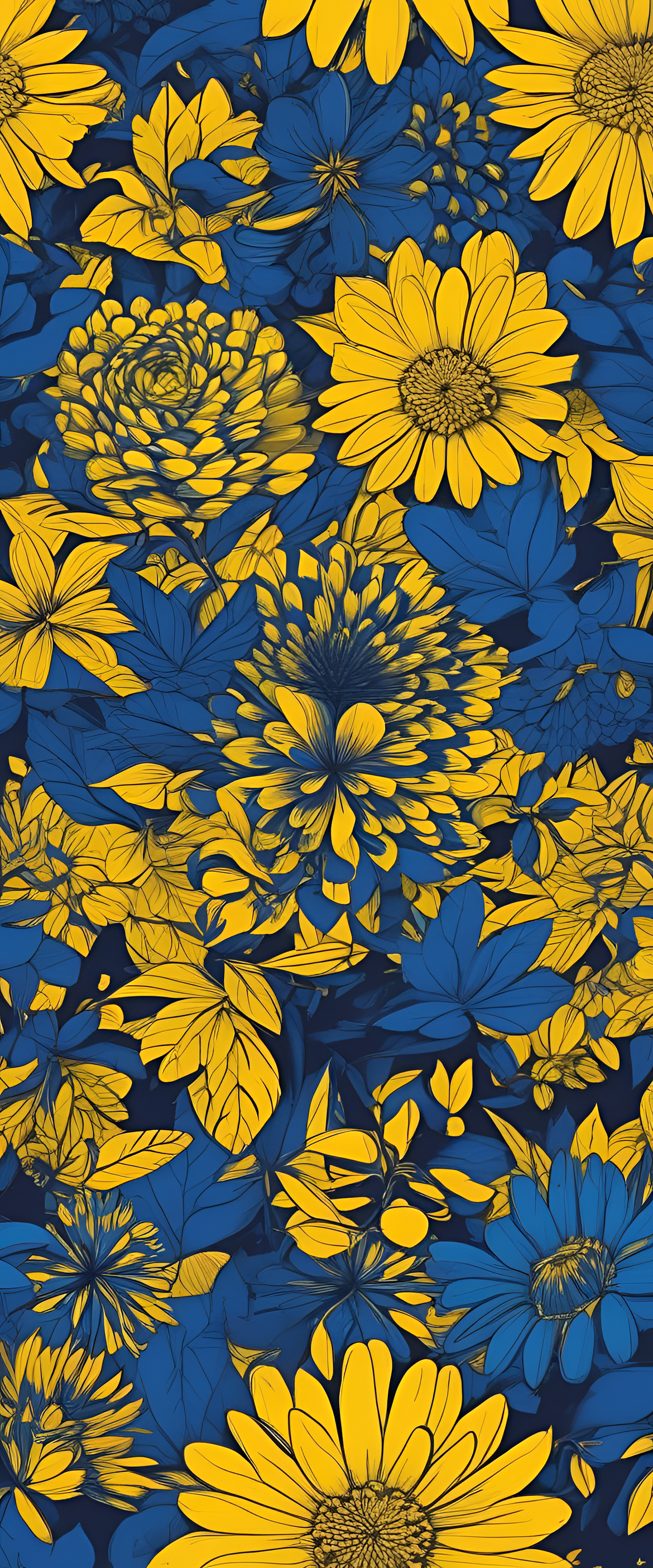 Blue and yellow abstract pattern wallpaper