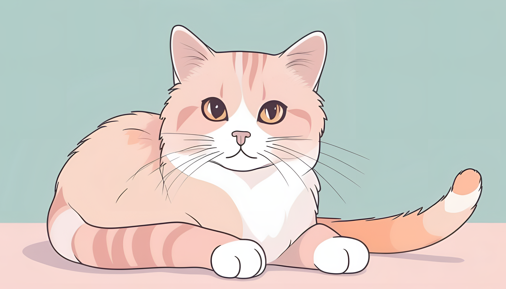 Adorable cat on a pastel backdrop.