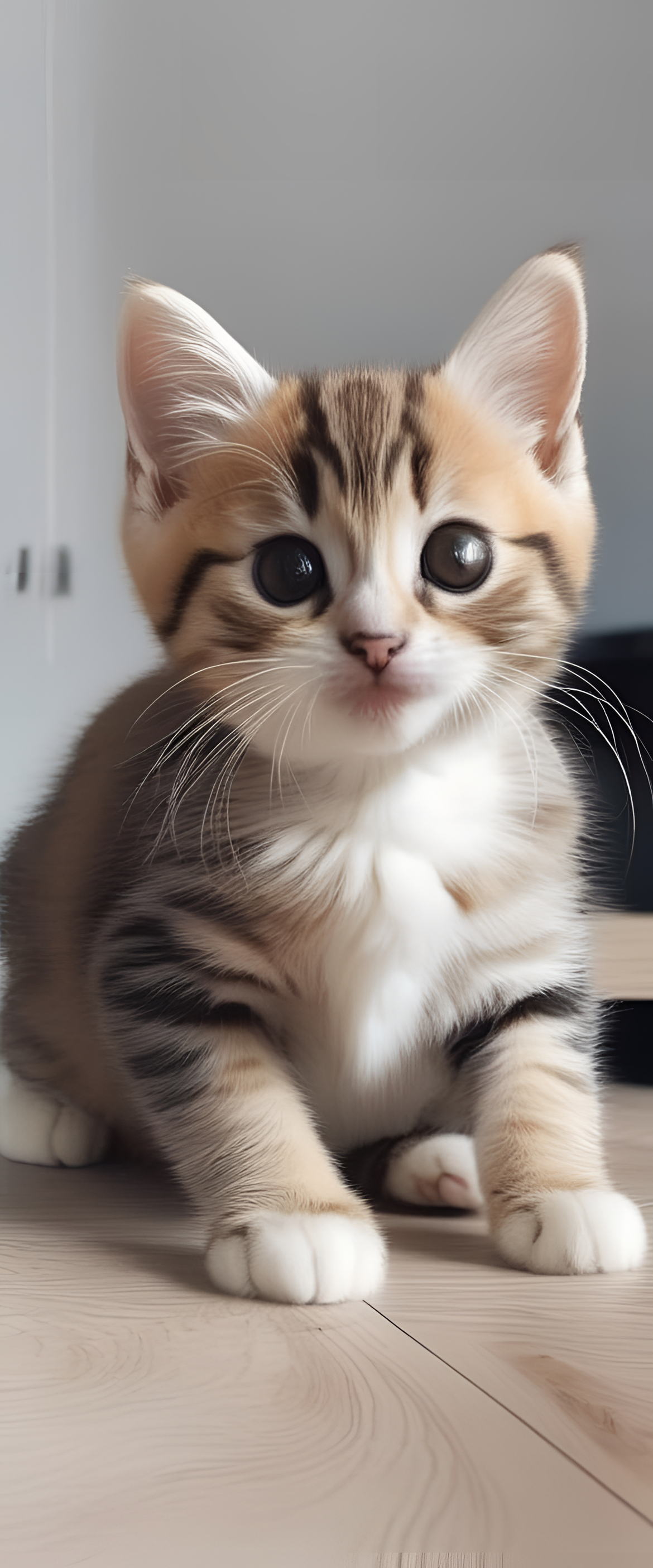 Adorable cat sitting in a field of flowers