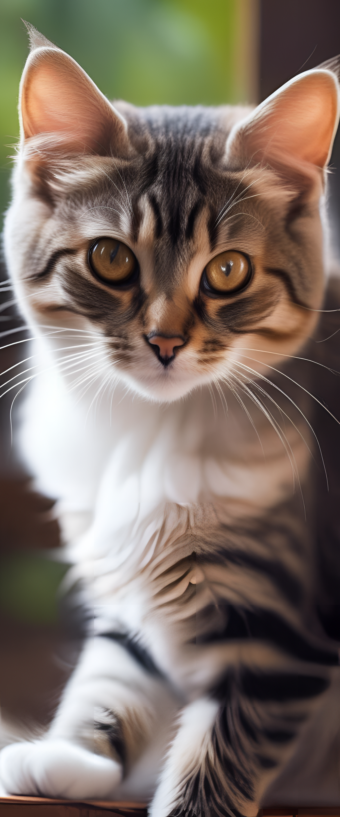 Adorable cat with captivating eyes in a mesmerizing wallpaper.