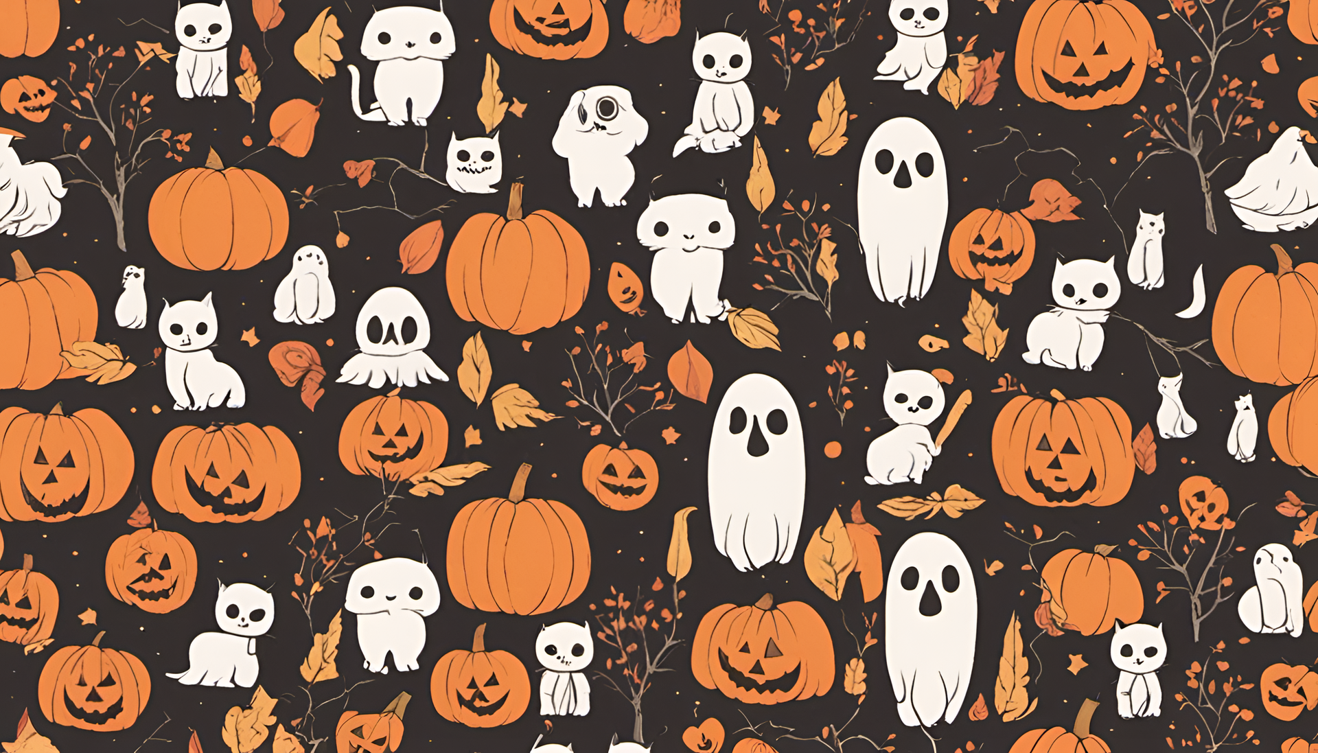 Cute Halloween-themed vintage wallpaper with a nursery wall art vibe.