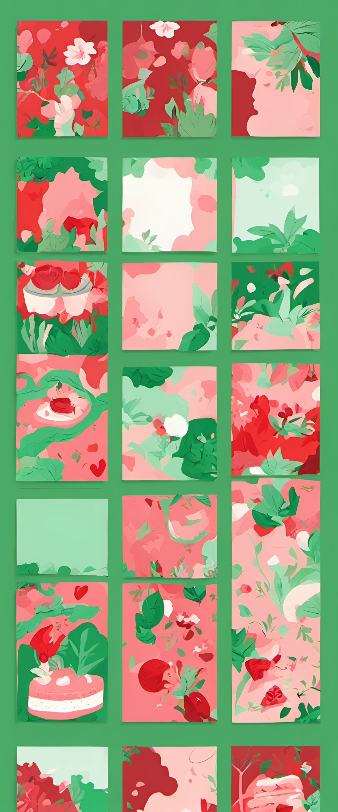 Cute pastel phone wallpaper with red and green colors.