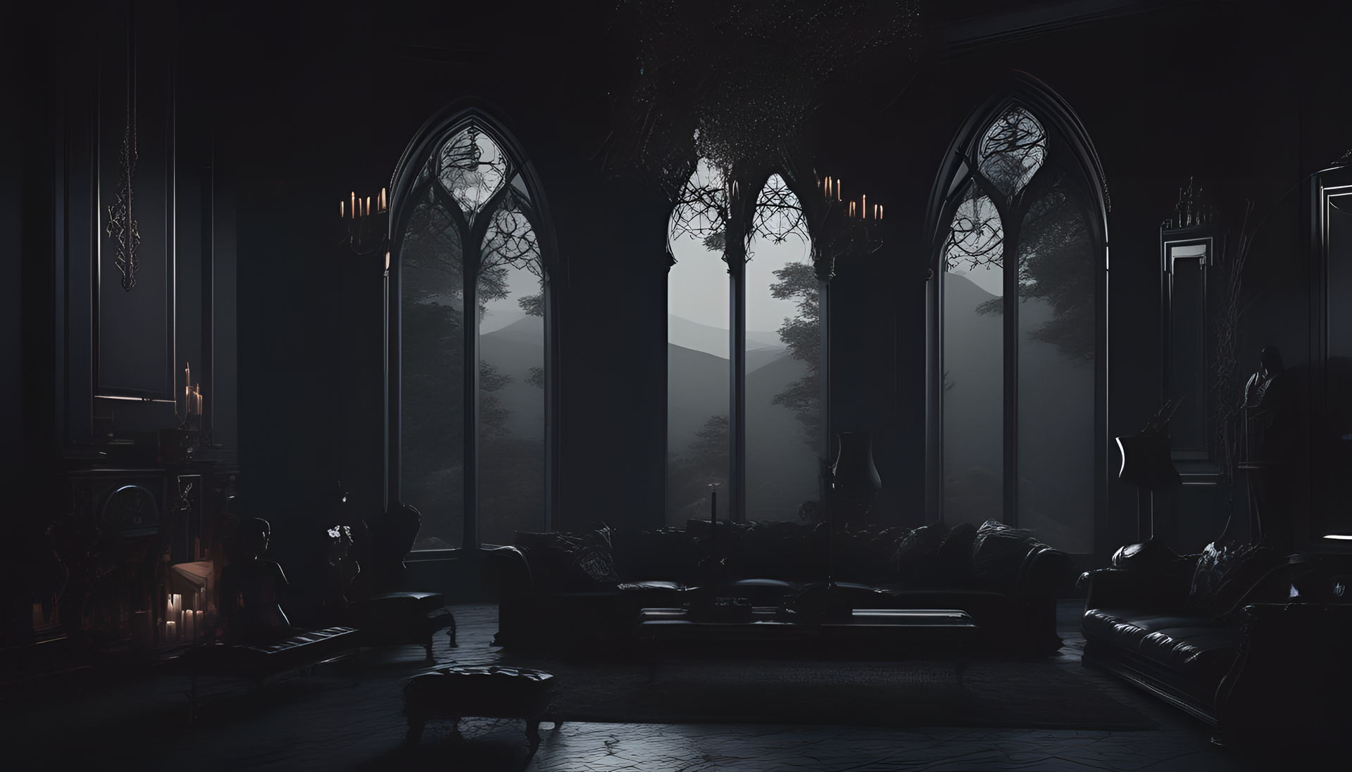 Mesmerizing dark aesthetic scenery with intricate patterns and contrasting shadows.