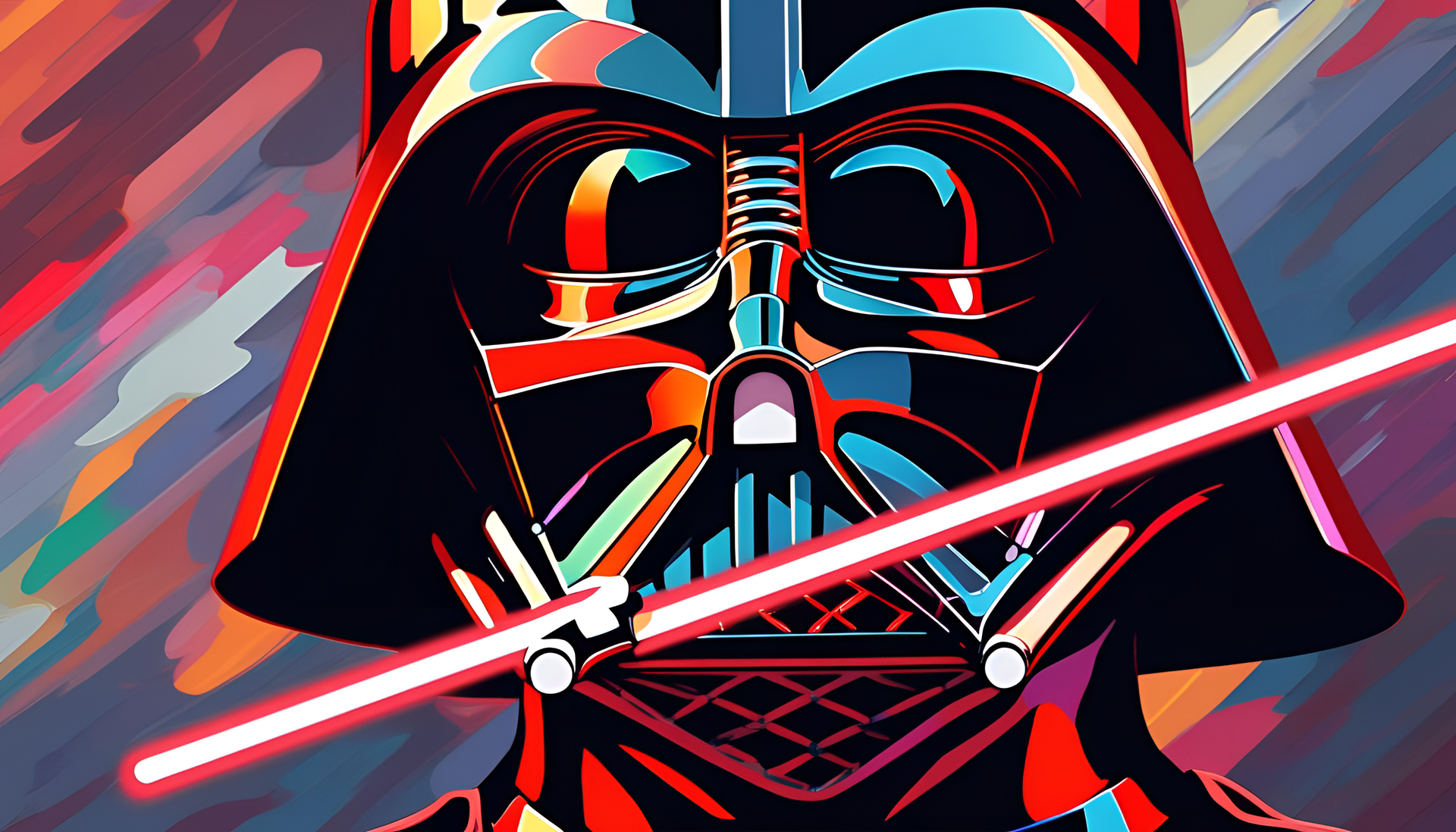 Impressionist depiction of Darth Vader in HD desktop wallpaper.