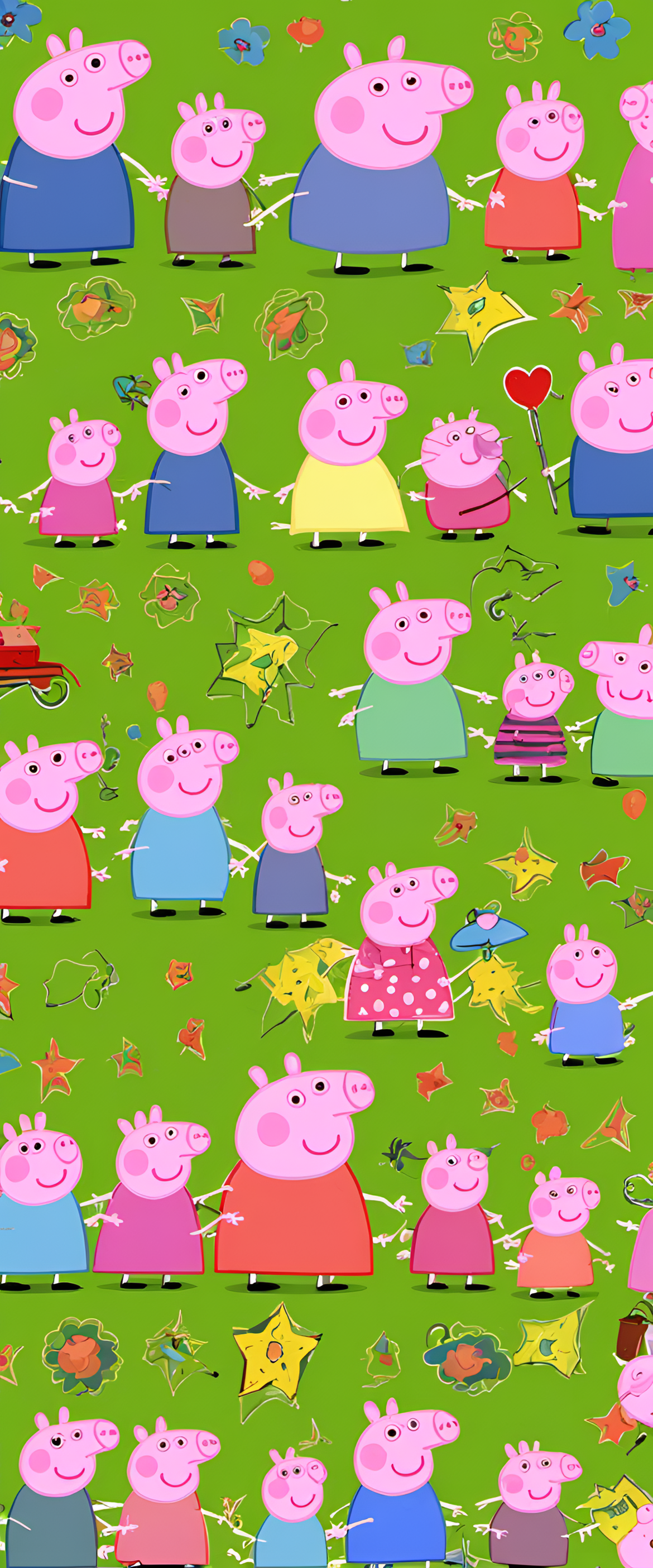 Colorful Peppa Pig wallpaper.