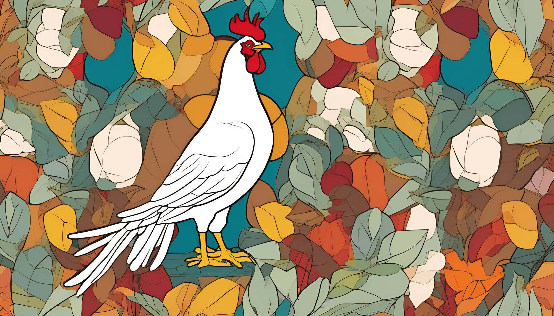 Vibrant depiction of Foghorn Leghorn in various colors.