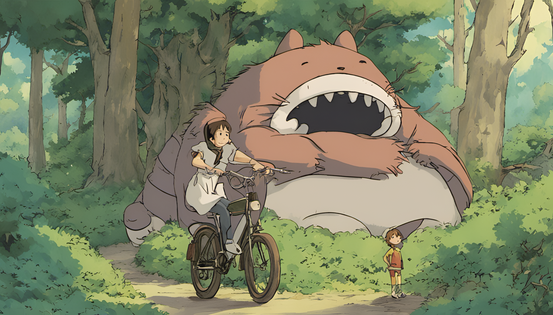 Studio Ghibli-inspired artwork showcasing a comical character.