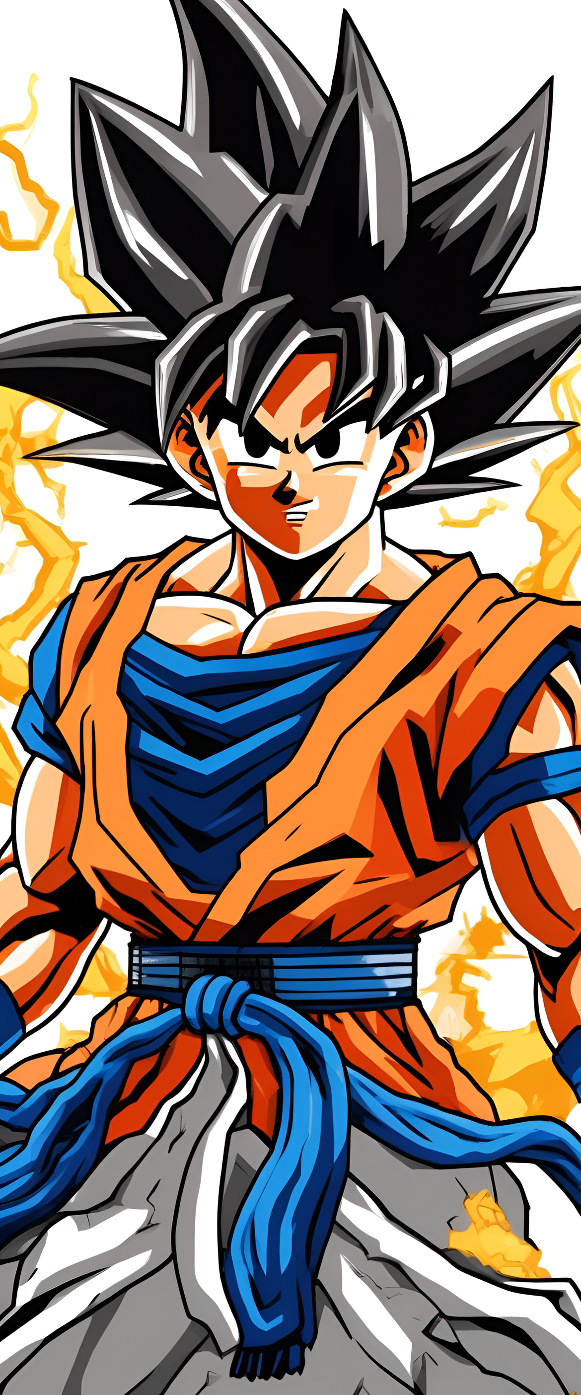 Goku in intense battle, facing powerful adversaries with his signature Kamehameha attack.