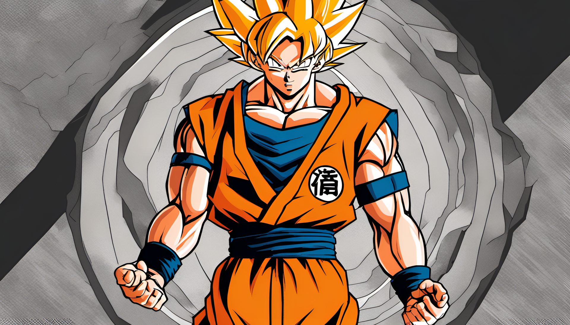 Goku in a retro-style wallpaper.