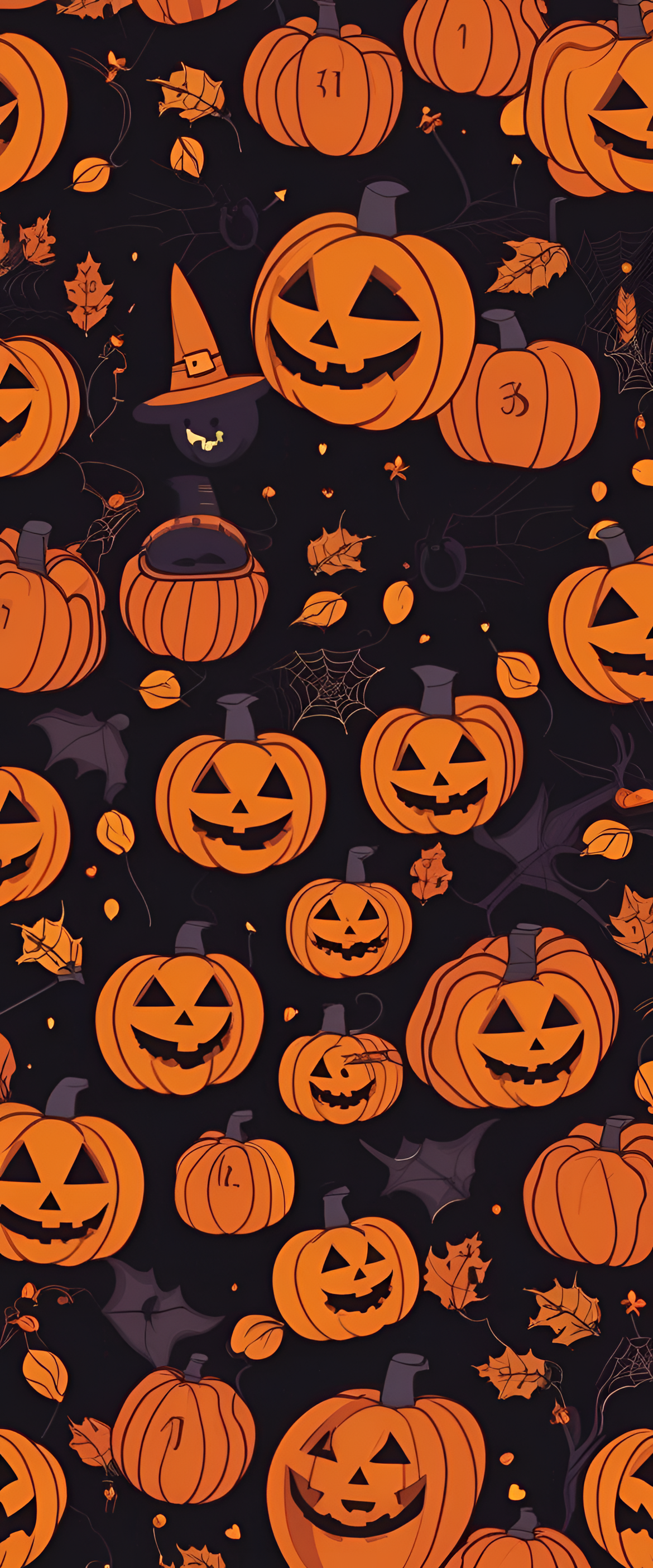 Halloween-themed smartphone wallpaper with spooky elements.