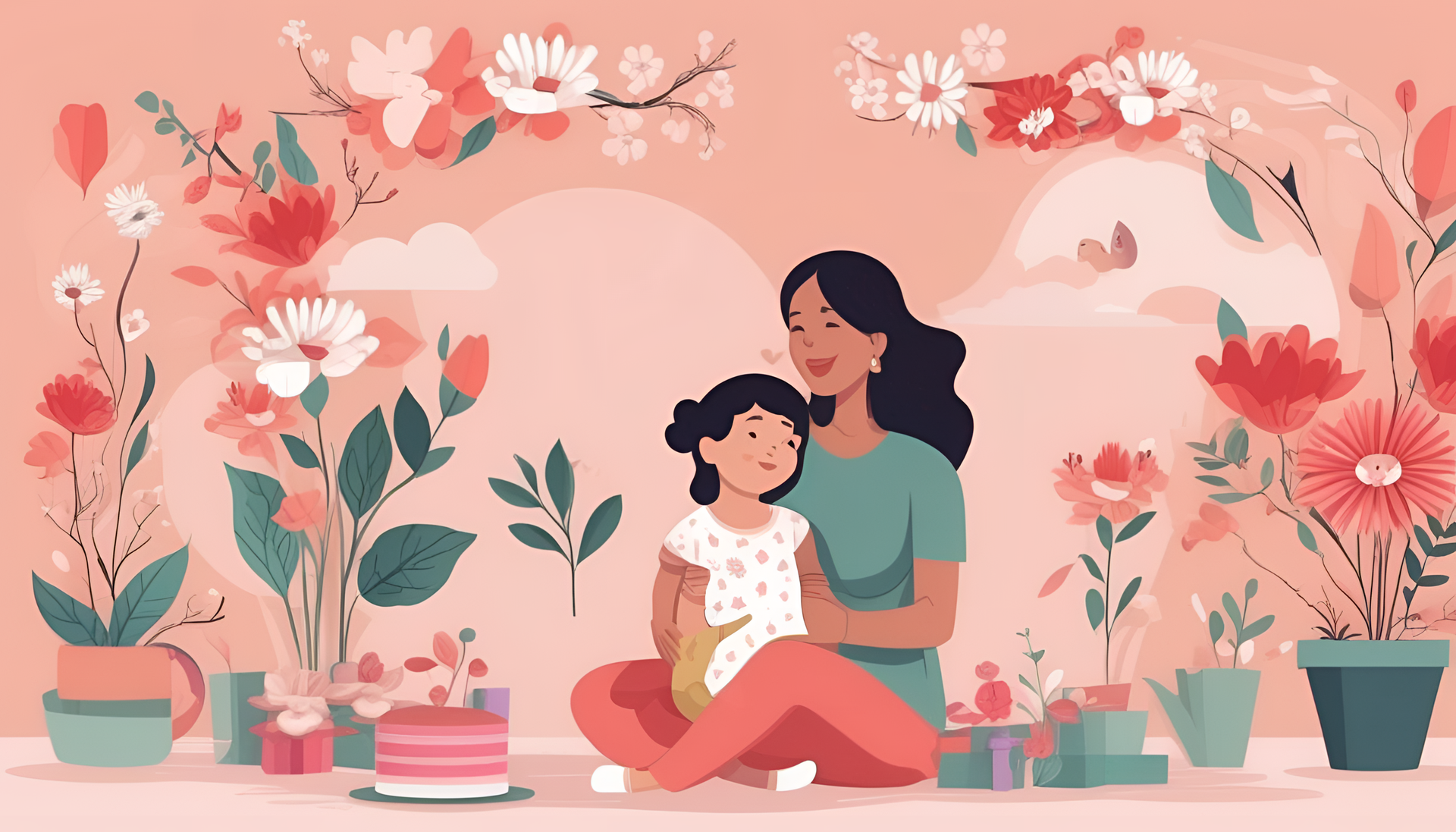 Colorful Mother's Day wallpaper with flowers and text 'Happy Mother's Day'.