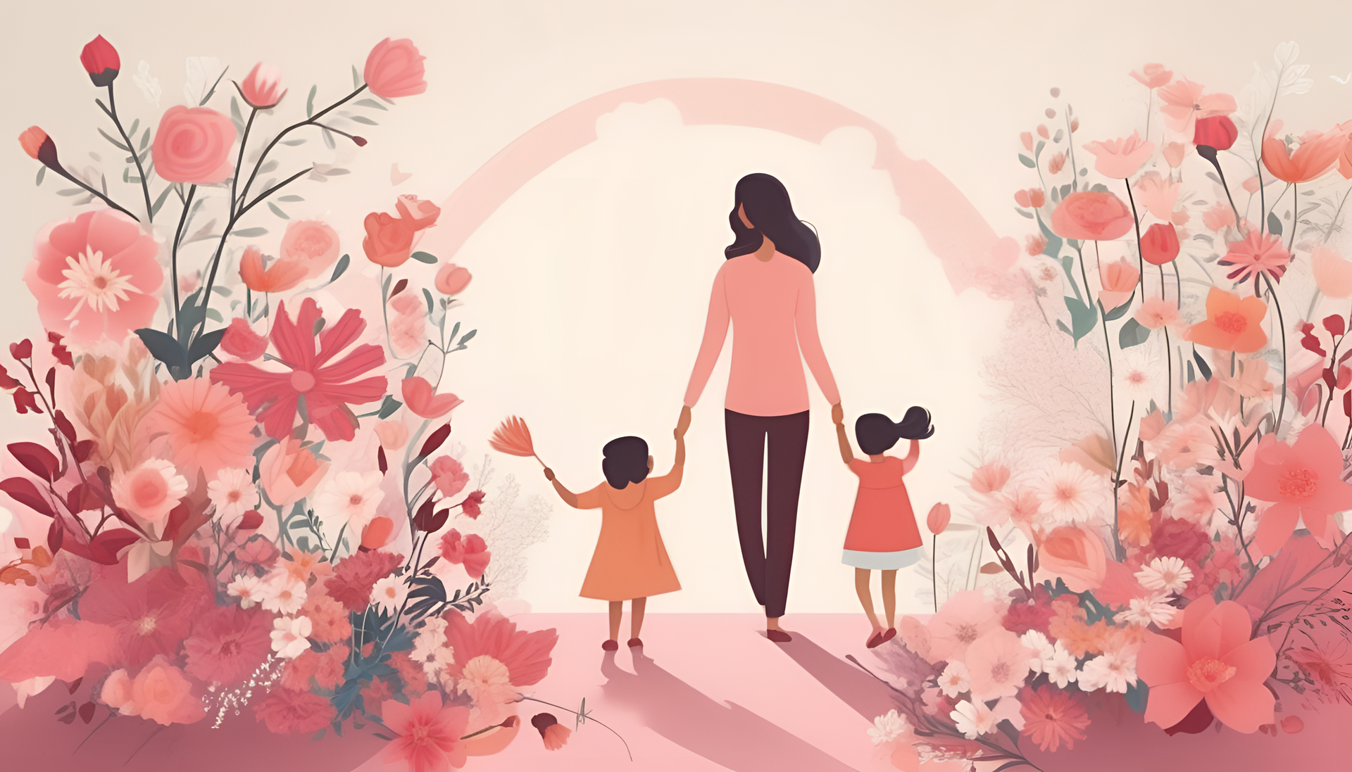 Colorful happy Mother's Day wallpaper with flowers and text