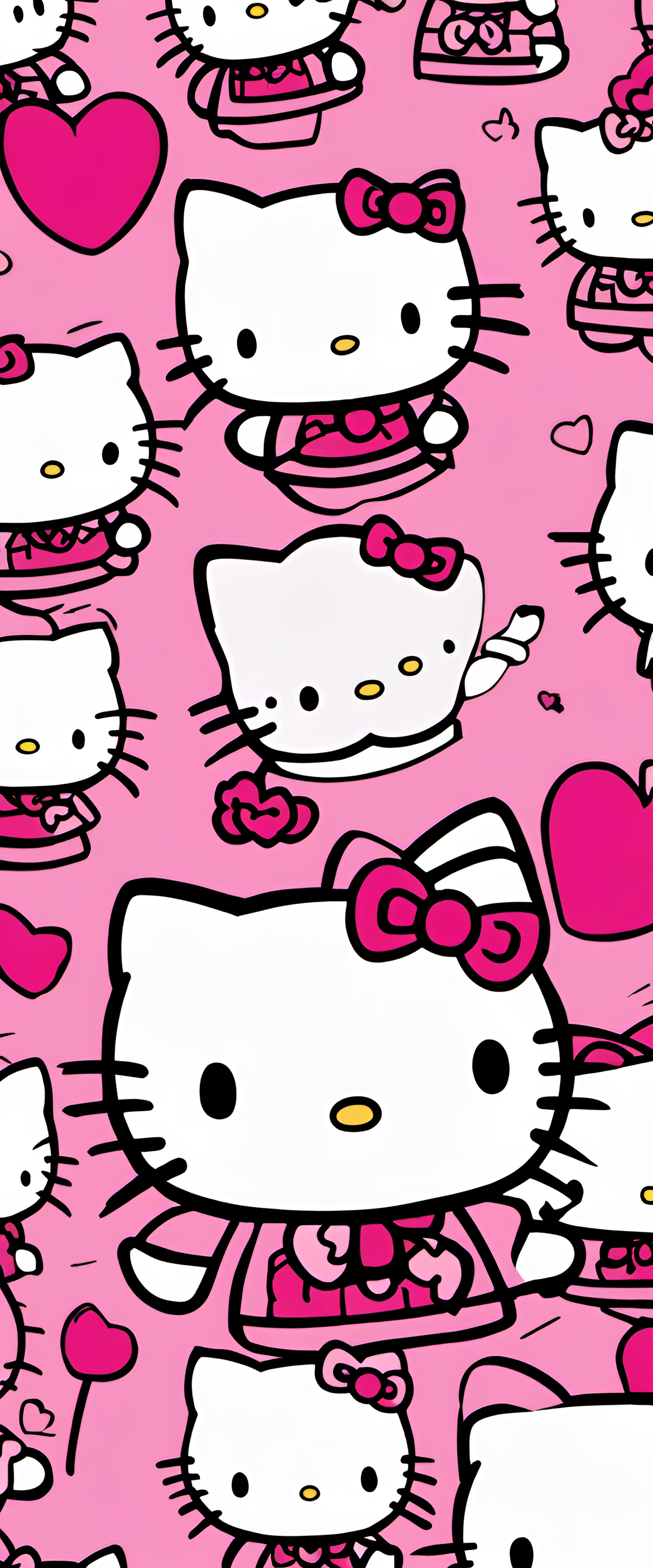 Hello Kitty character with a cute pink bow and whiskers, against a white background.