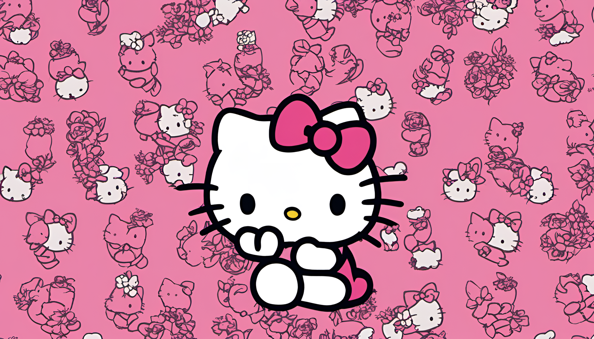 Hello Kitty wallpaper with analogous colors