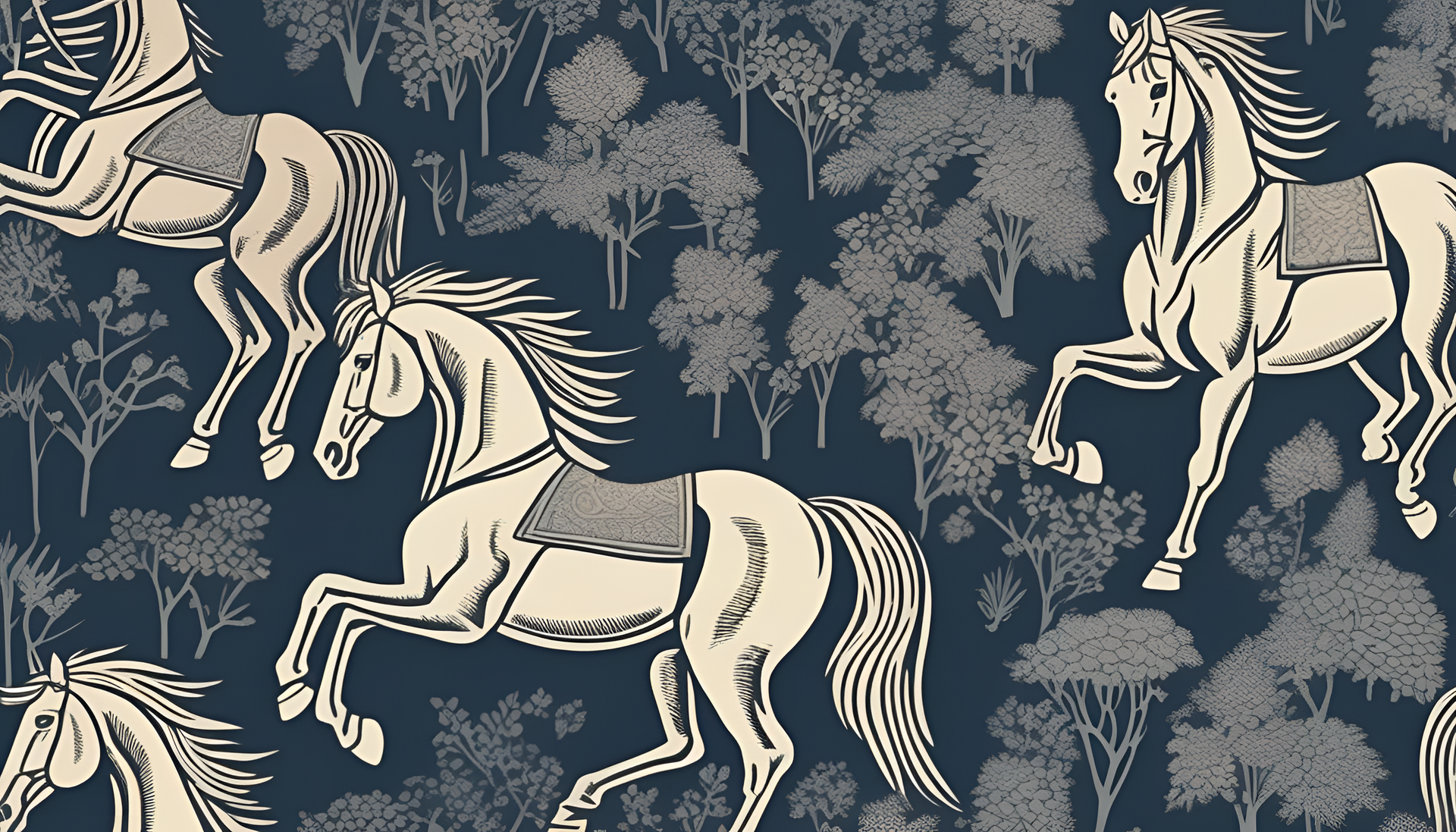 Vintage linocut print of a horse in HD wallpaper.