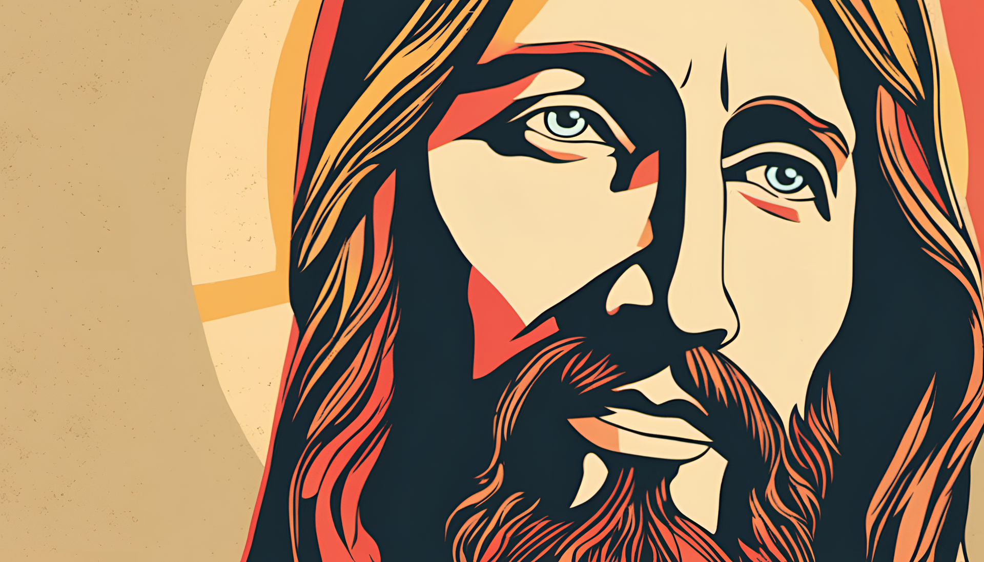 Pop art minimalist rendition of Jesus with a vintage filter