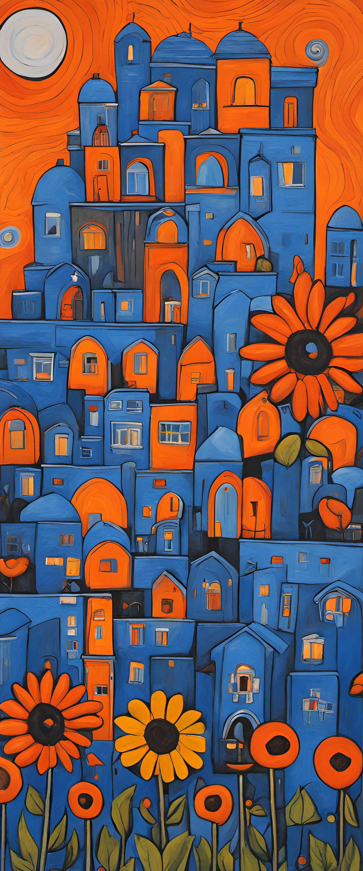 Justin Jefferson in blue and orange colors, captured in a unique artistic style.