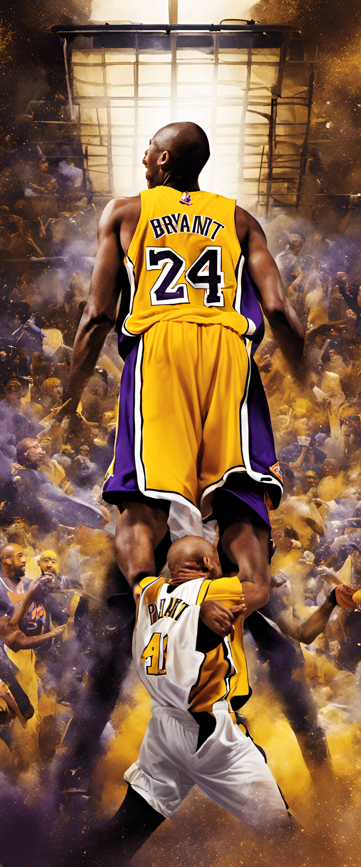 Kobe Bryant in action on a phone wallpaper.