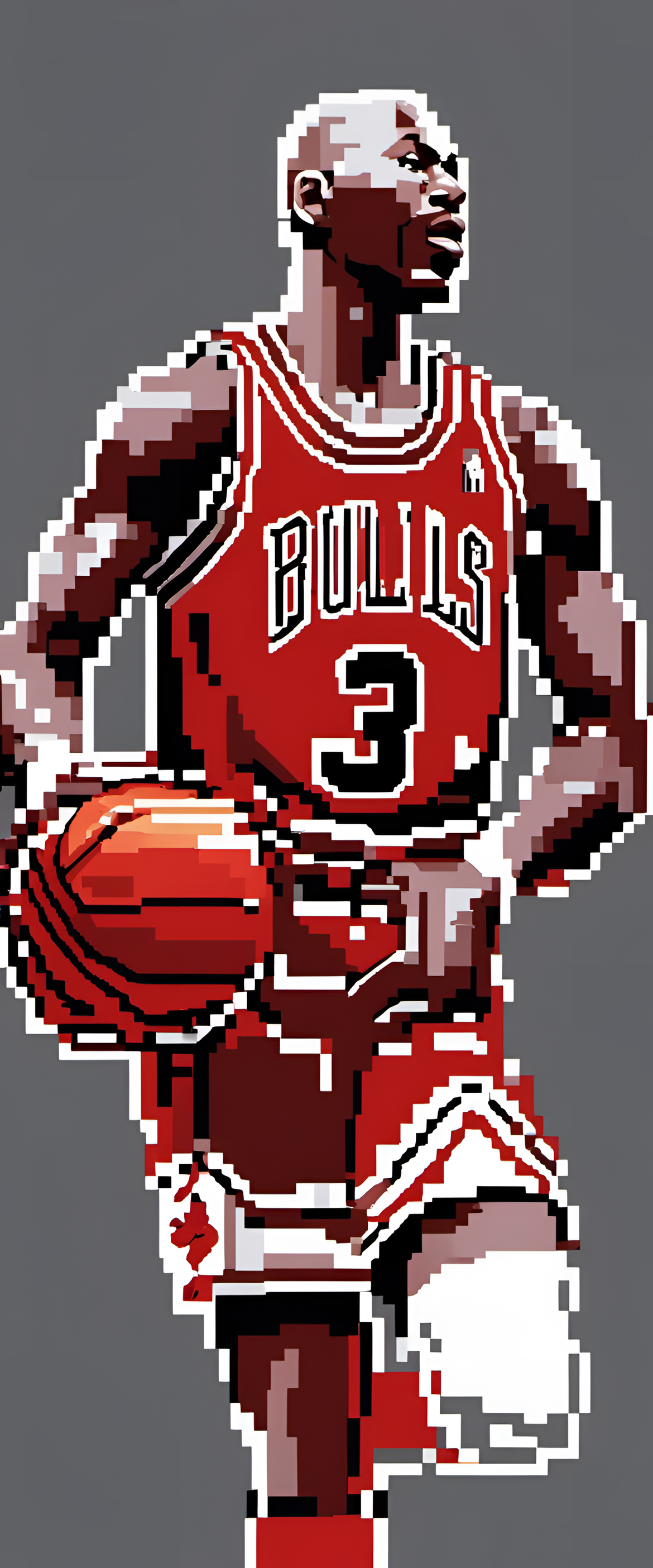 Michael Jordan in 8-bit style, ready to dominate the court.