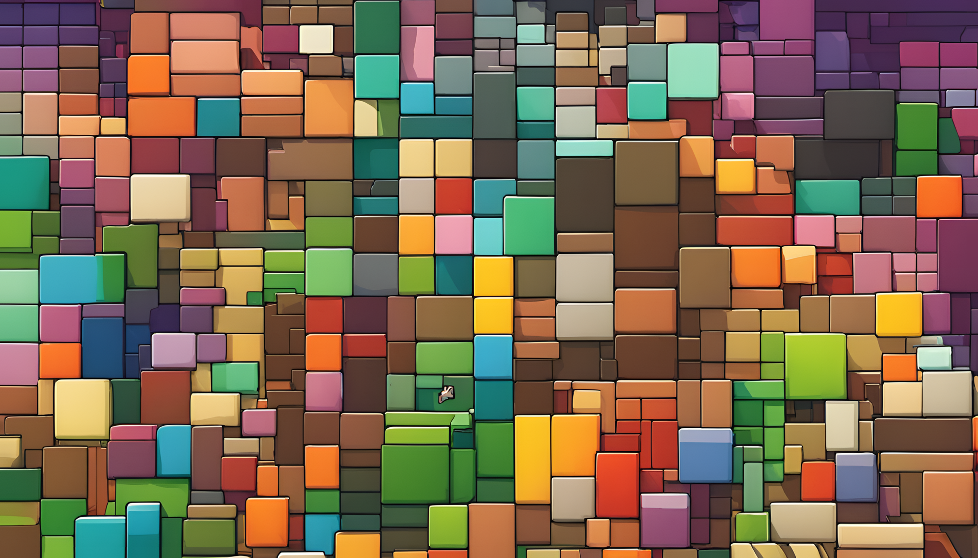 Vibrant Minecraft scene with pixelated blocks and natural landscapes.