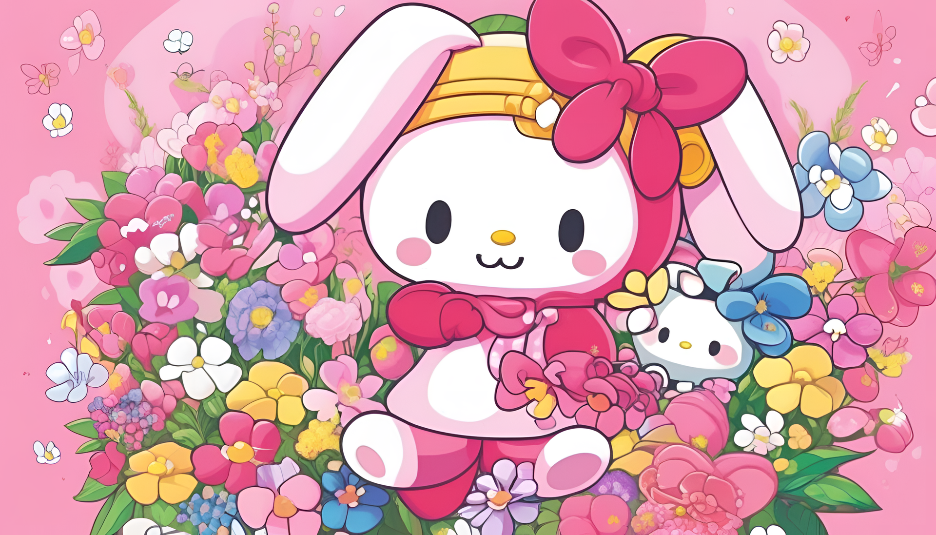 Vibrant wallpaper featuring My Melody character.