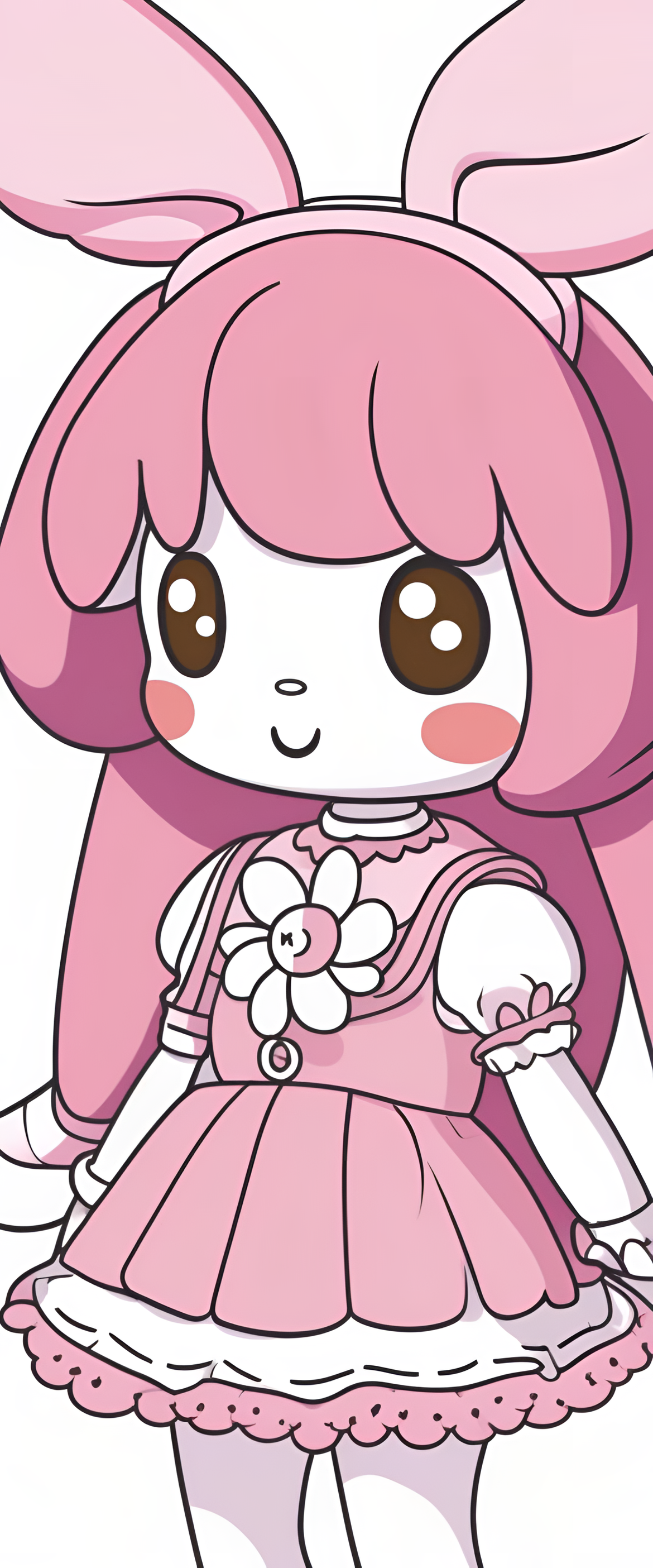 My Melody phone wallpaper with a cute character holding a pink flower.