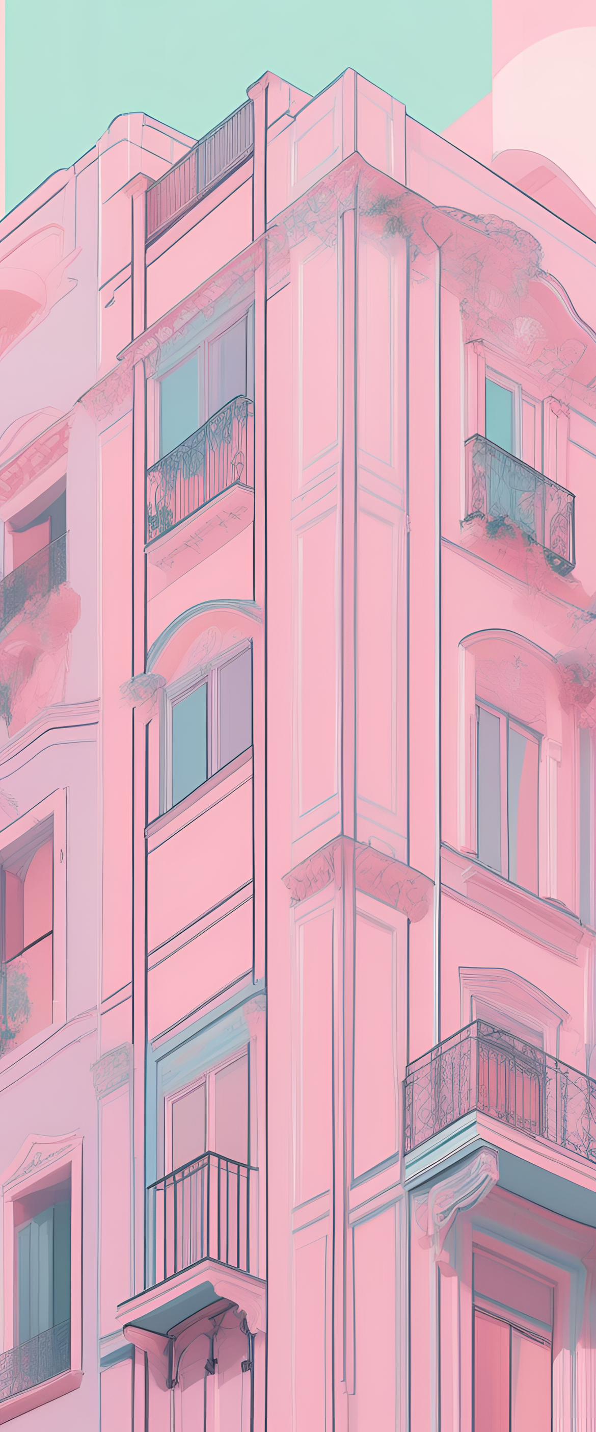 Pastel-themed stylized phone wallpaper.