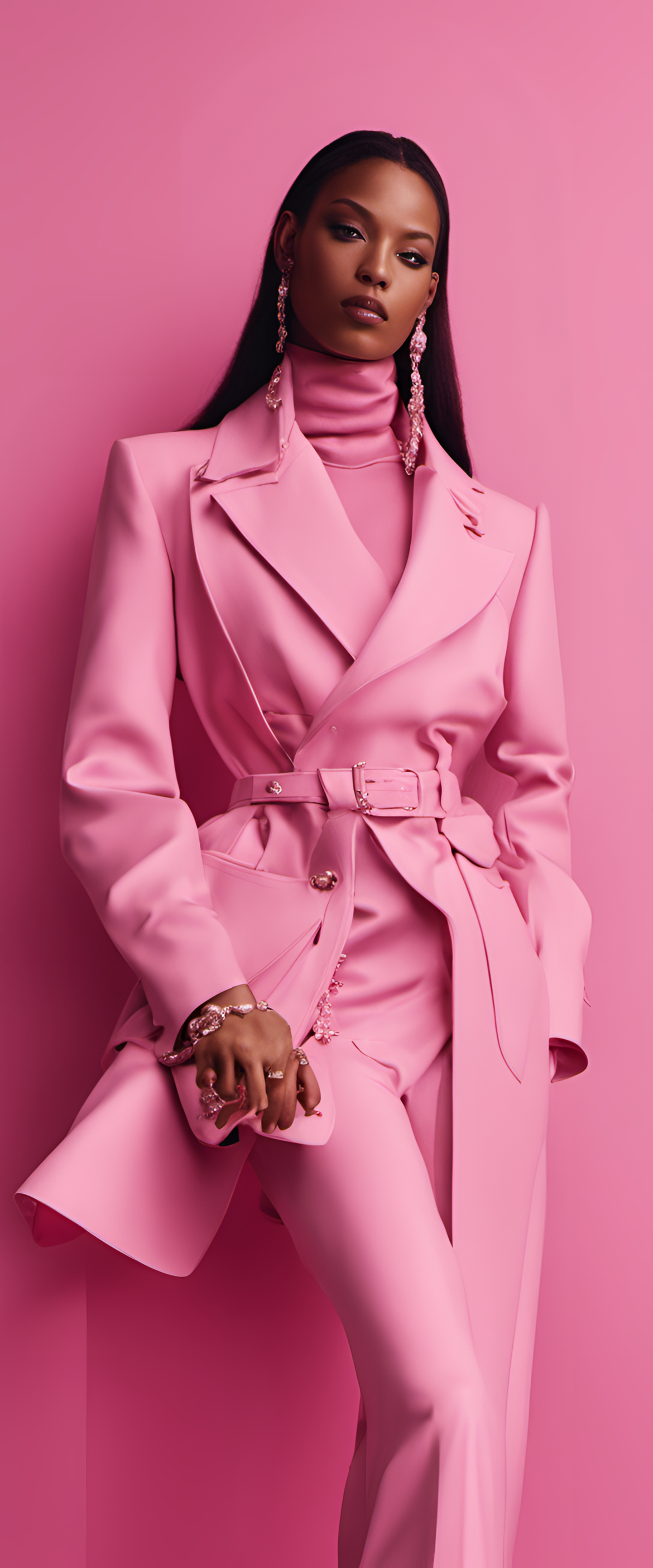 Pink aesthetic fashion portrait.