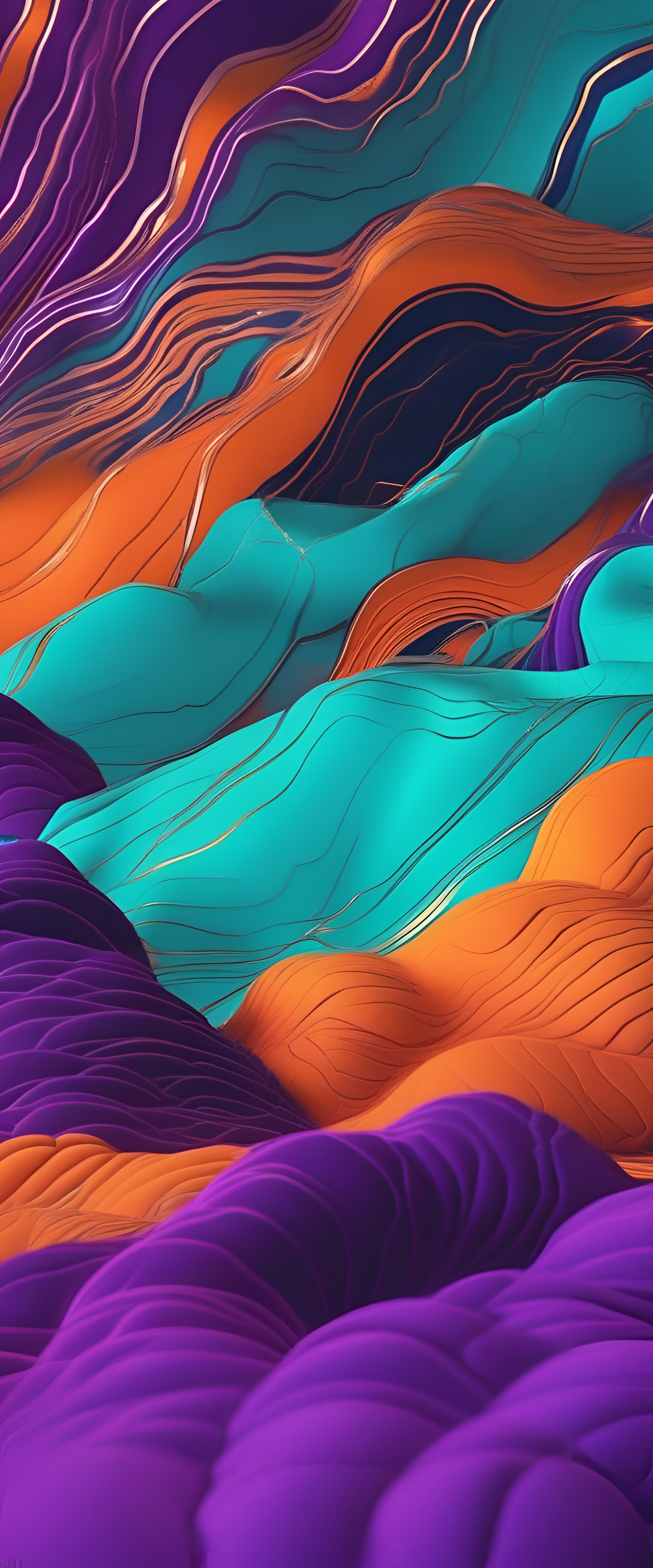 Vibrant psychedelic design with purple, turquoise and orange colors.