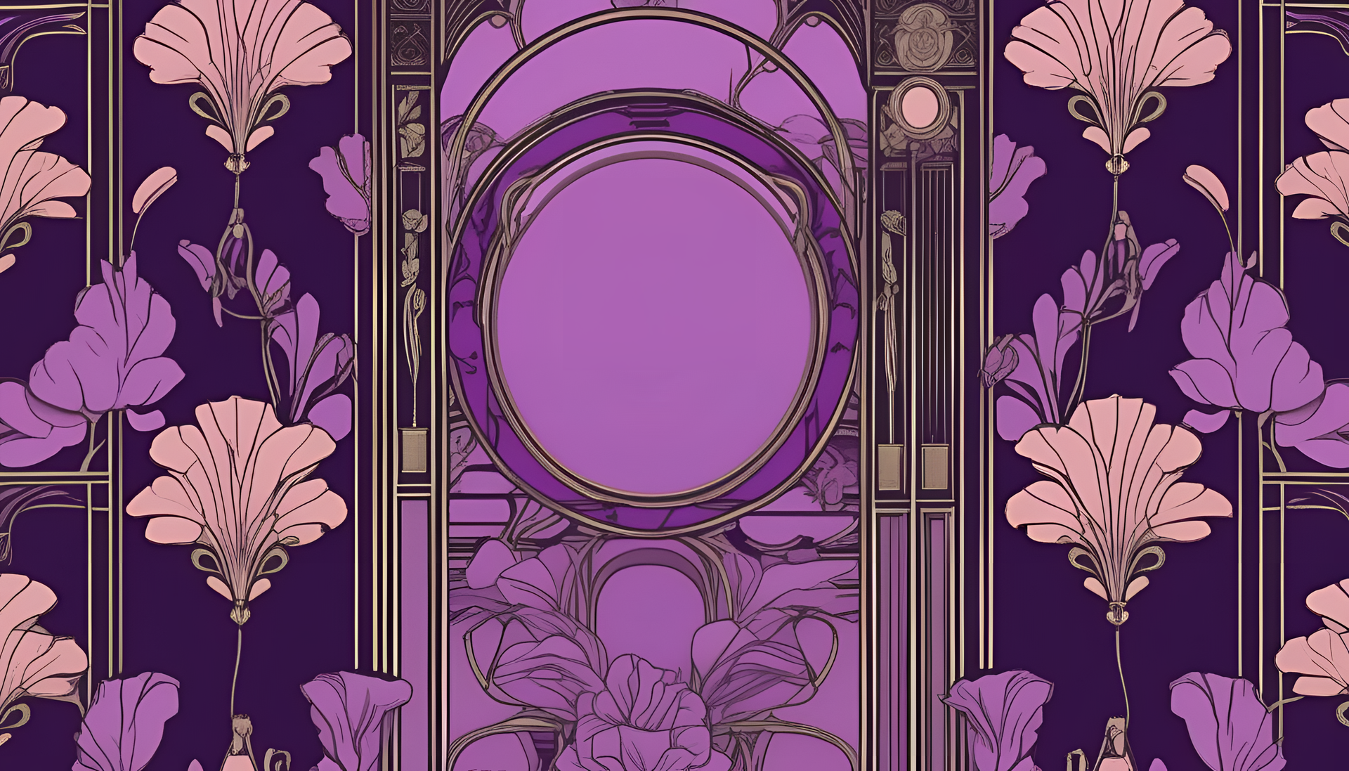 Vibrant purple Art Nouveau-inspired aesthetic wallpaper.