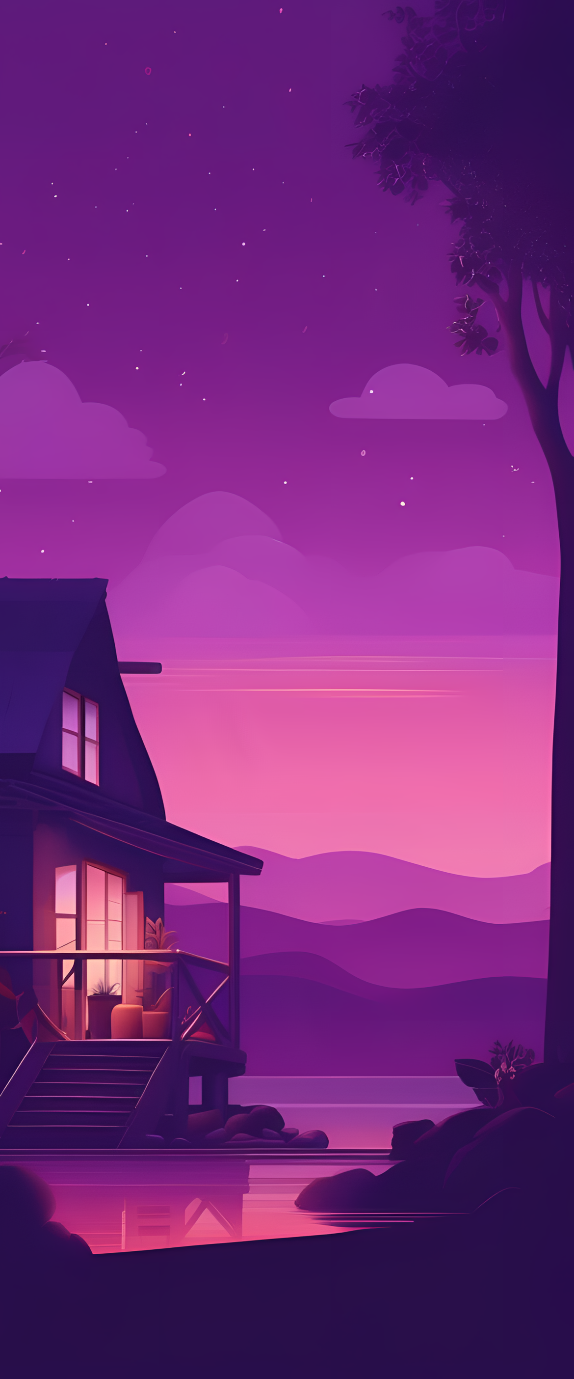 Cozy purple wallpaper with evening vibes