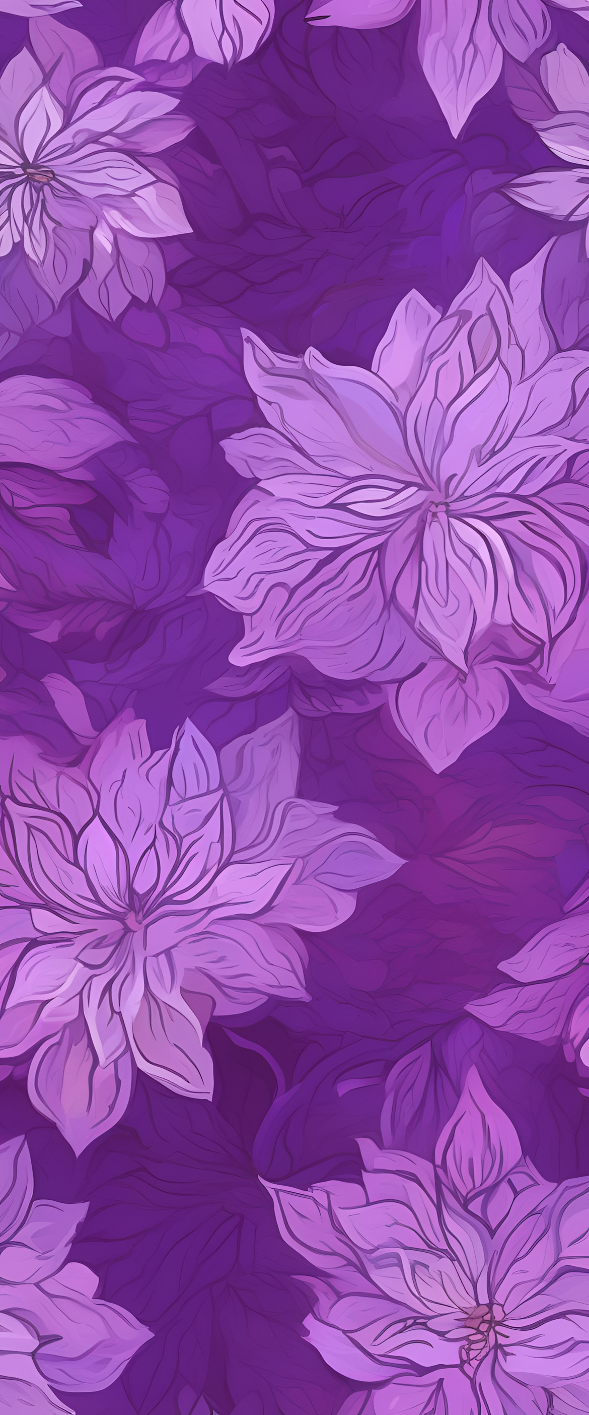 Impressionist purple background with intricate design.