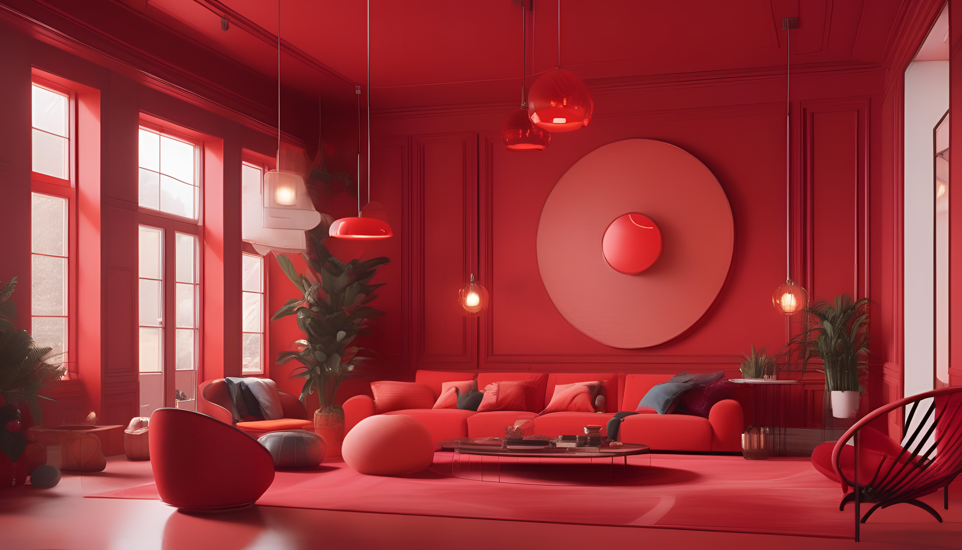 Vibrant red aesthetic wallpaper with playful use of color and high quality rendering.