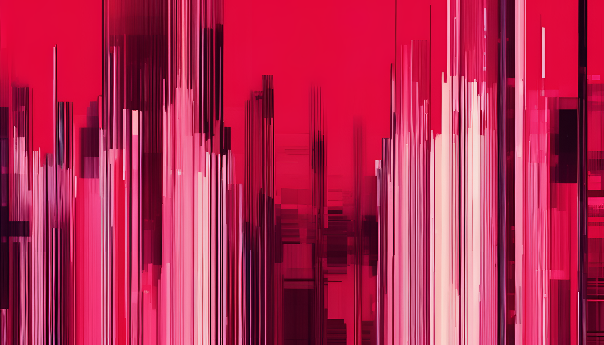 Abstract glitch art in red hues