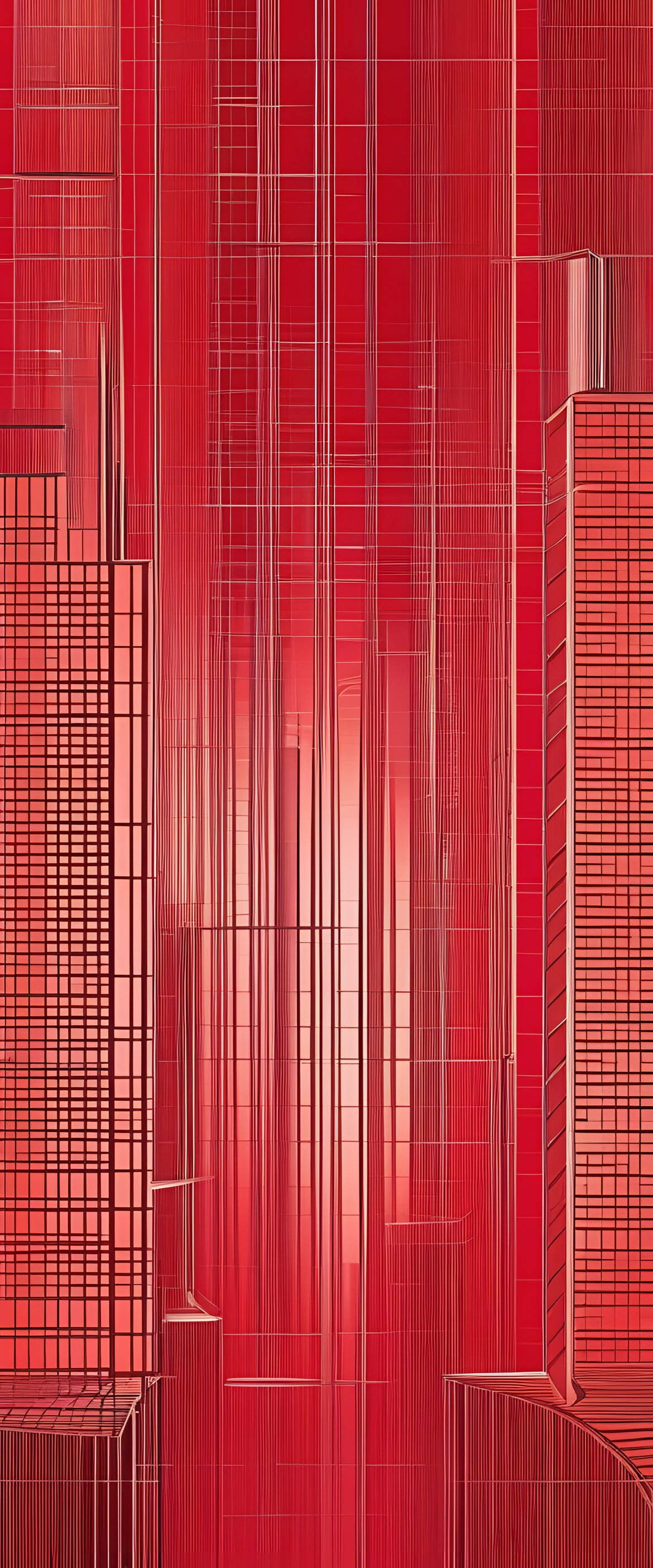 Red retro geometric wallpaper pattern.