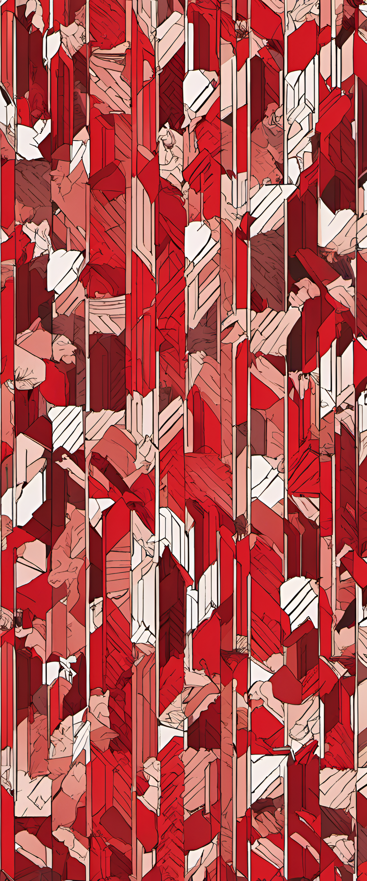 Red abstract pattern on a wallpaper with analogous colors.