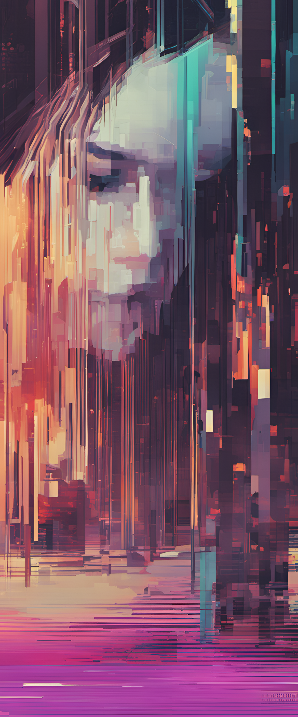 Abstract glitch art with vibrant colors and distorted elements, evoking a sense of sadness and emotion.