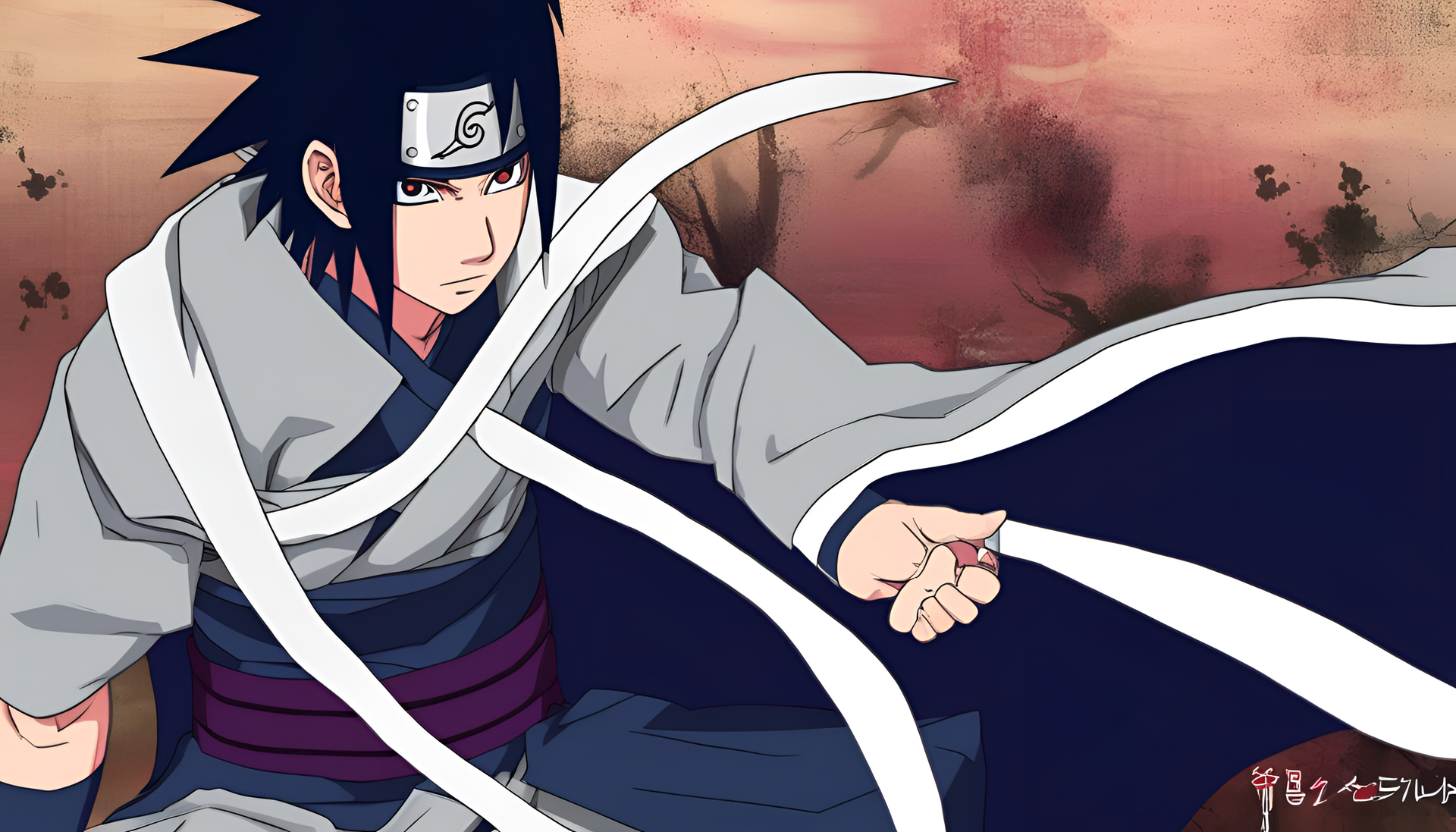 Fierce and determined, Sasuke Uchiha unleashes his power in this captivating desktop wallpaper.