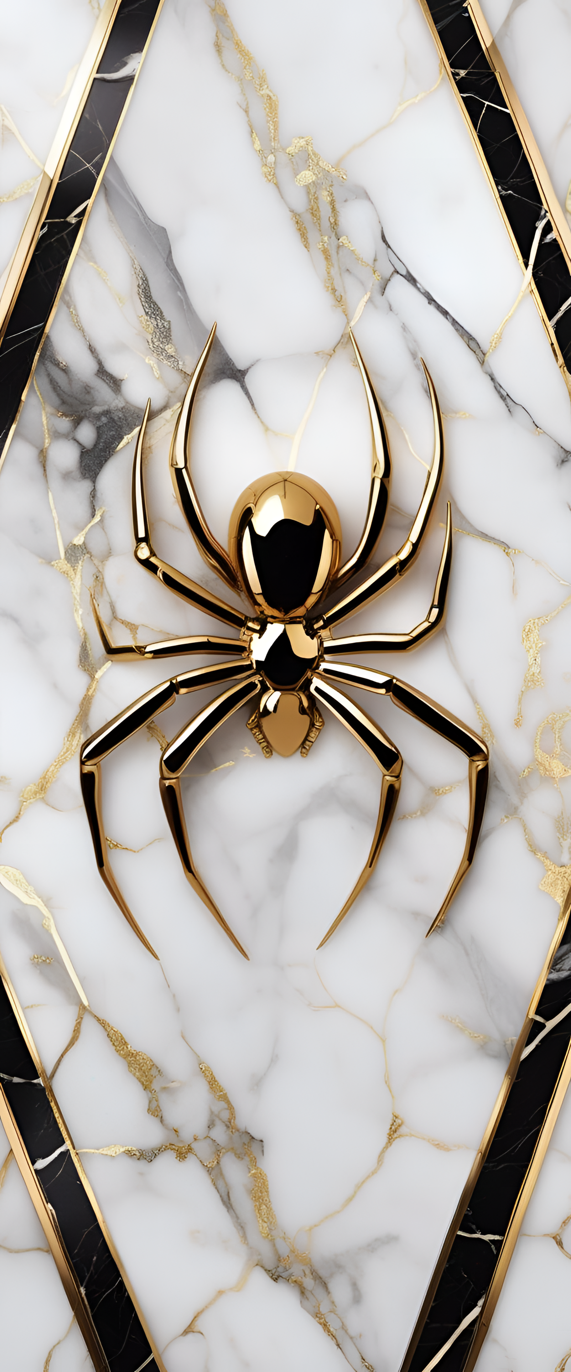 Marble and gold Spider-Man wallpaper with studio lighting