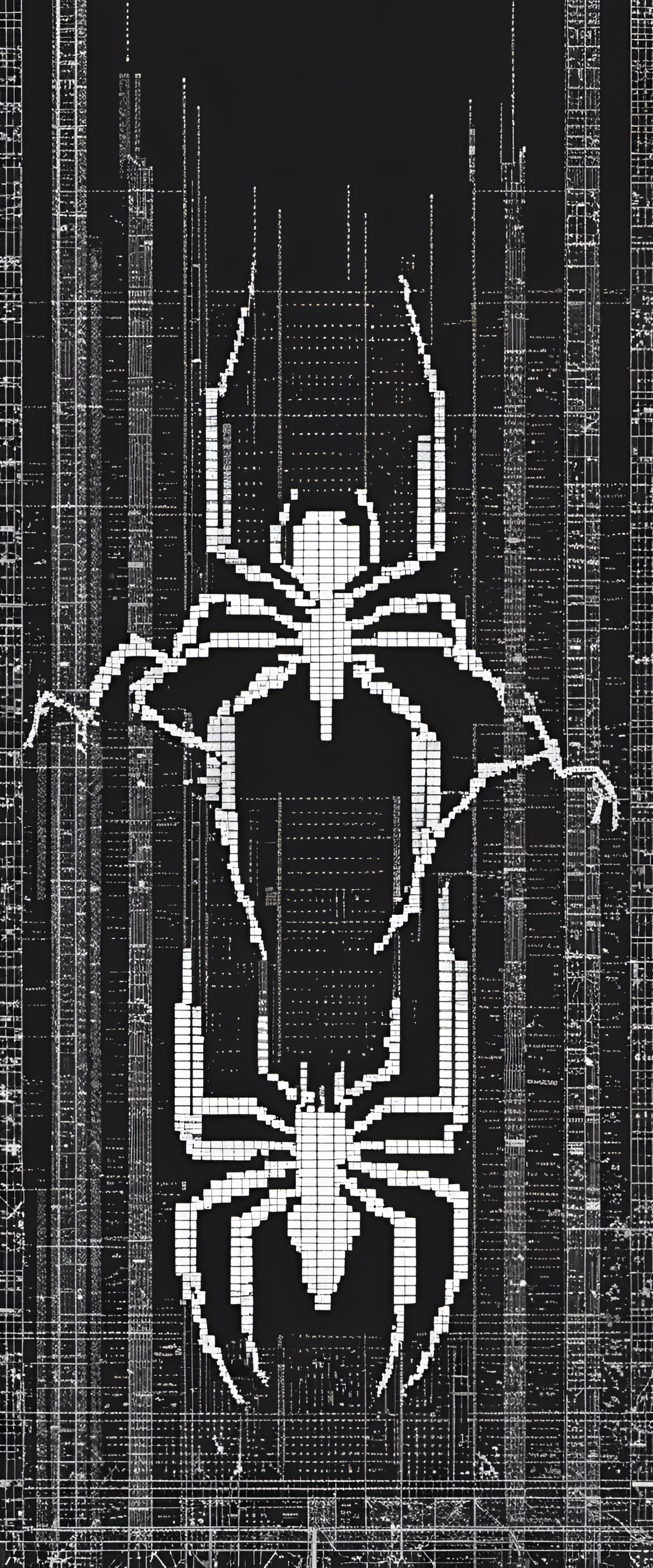 Spider-Man's iconic mask in ASCII art