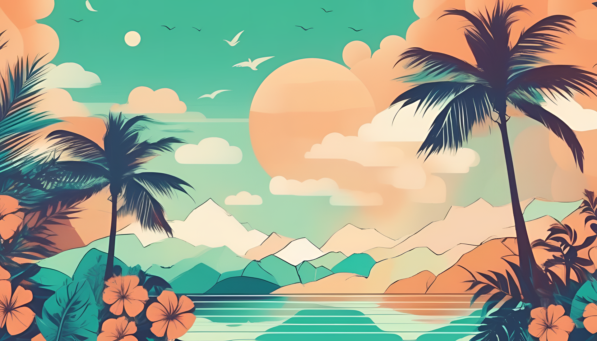 Vibrant summer vintage scenery with analogous colors.