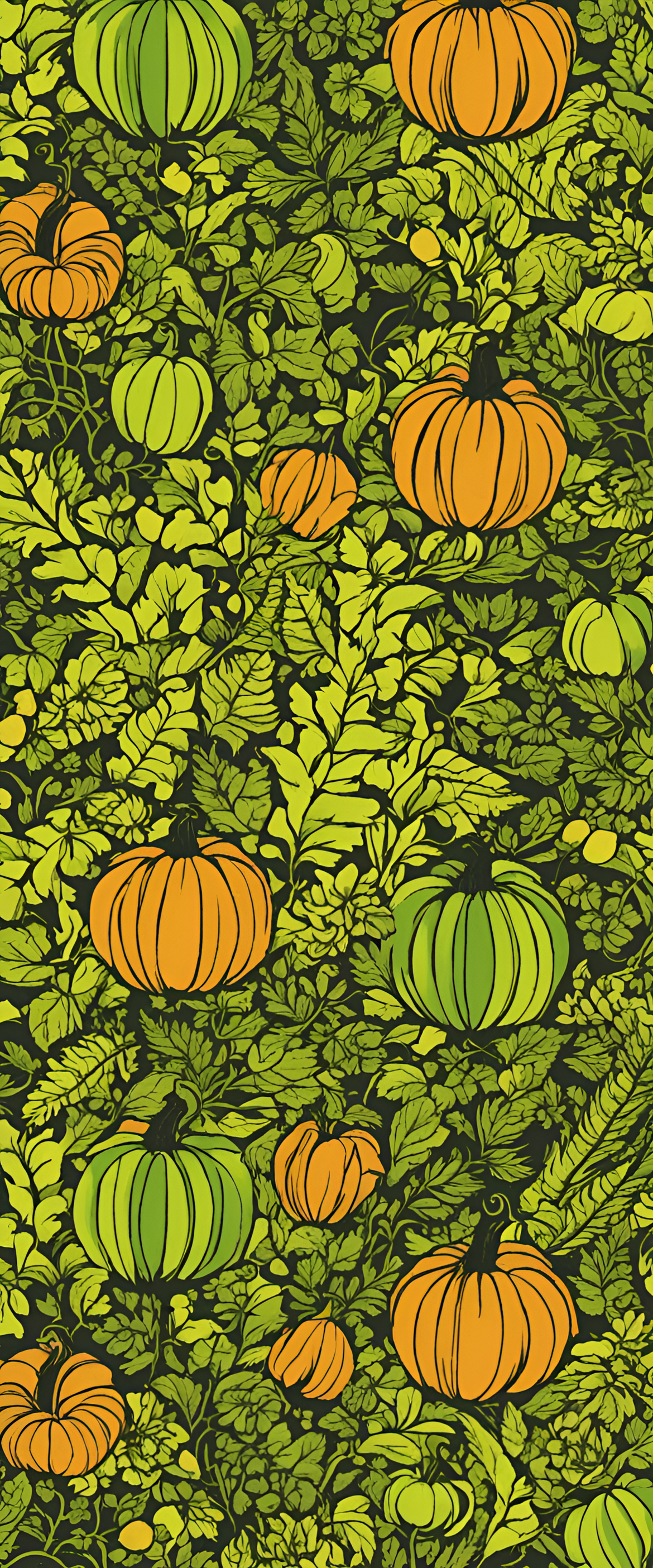 Vibrant Thanksgiving wallpaper featuring acid green hues and holiday elements.