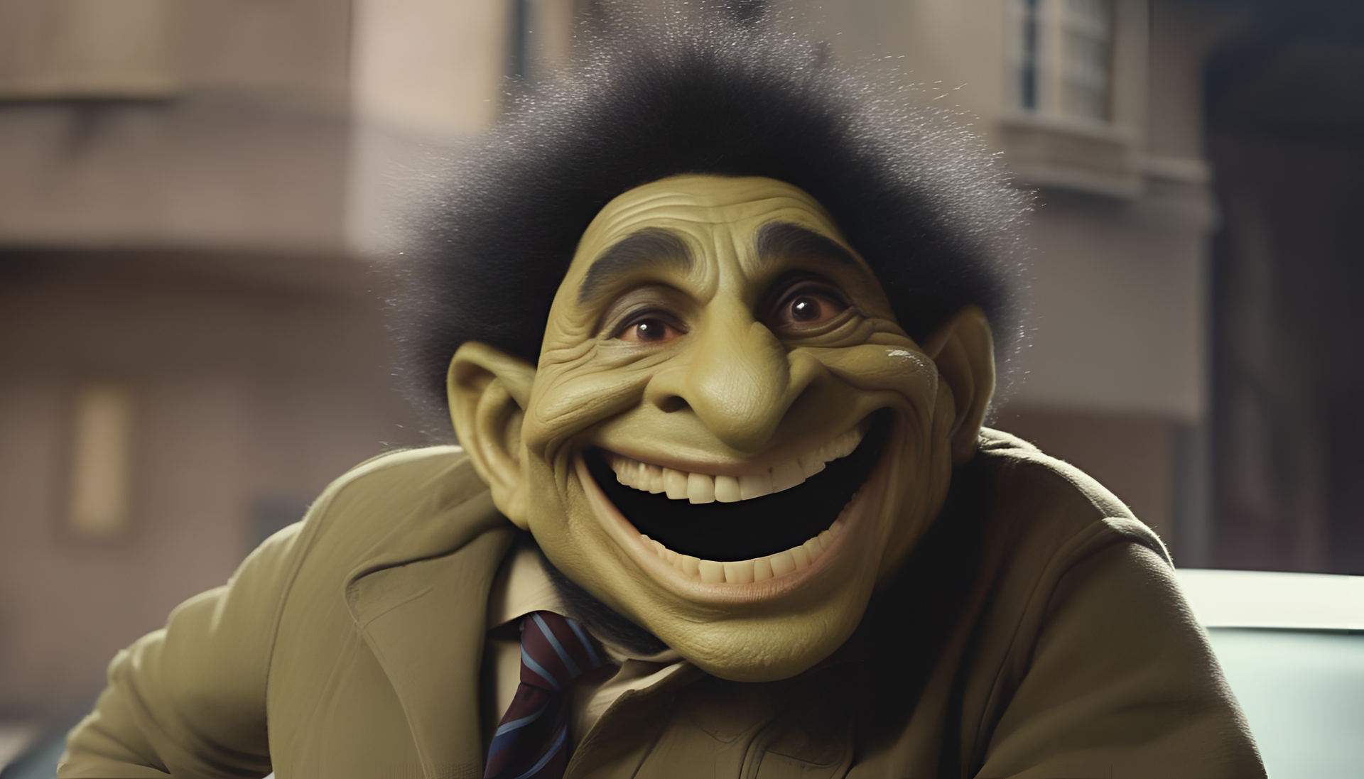 Smirking troll face in high-definition desktop wallpaper.